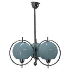 Blue Art Deco Chandelier, 1930s