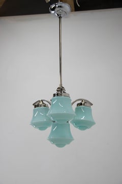 Blue Art Deco Chandelier, 1930s