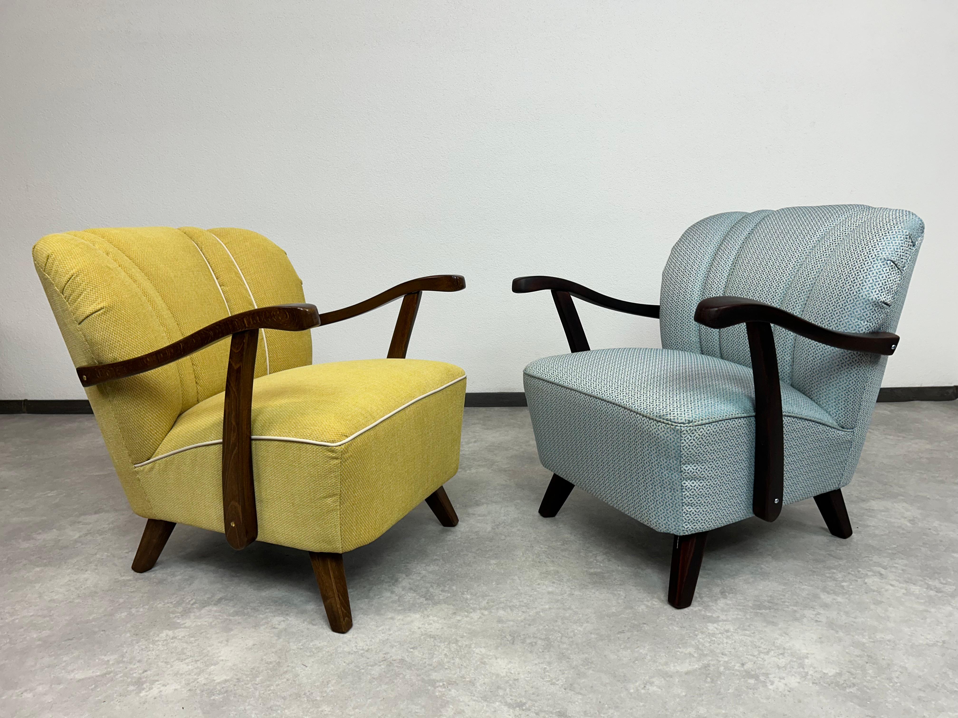 Fauteuils club art déco bleu en vente 5