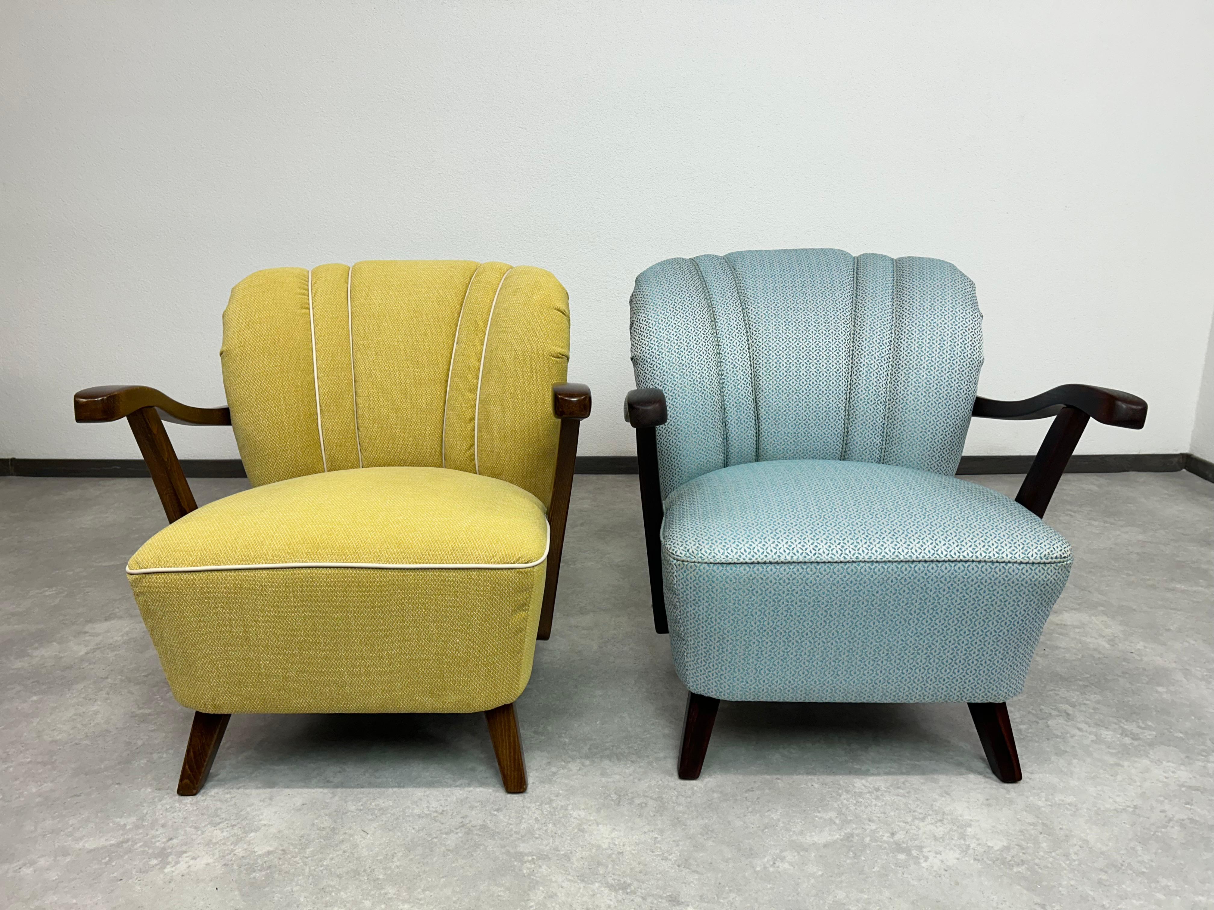 Fauteuils club art déco bleu en vente 6