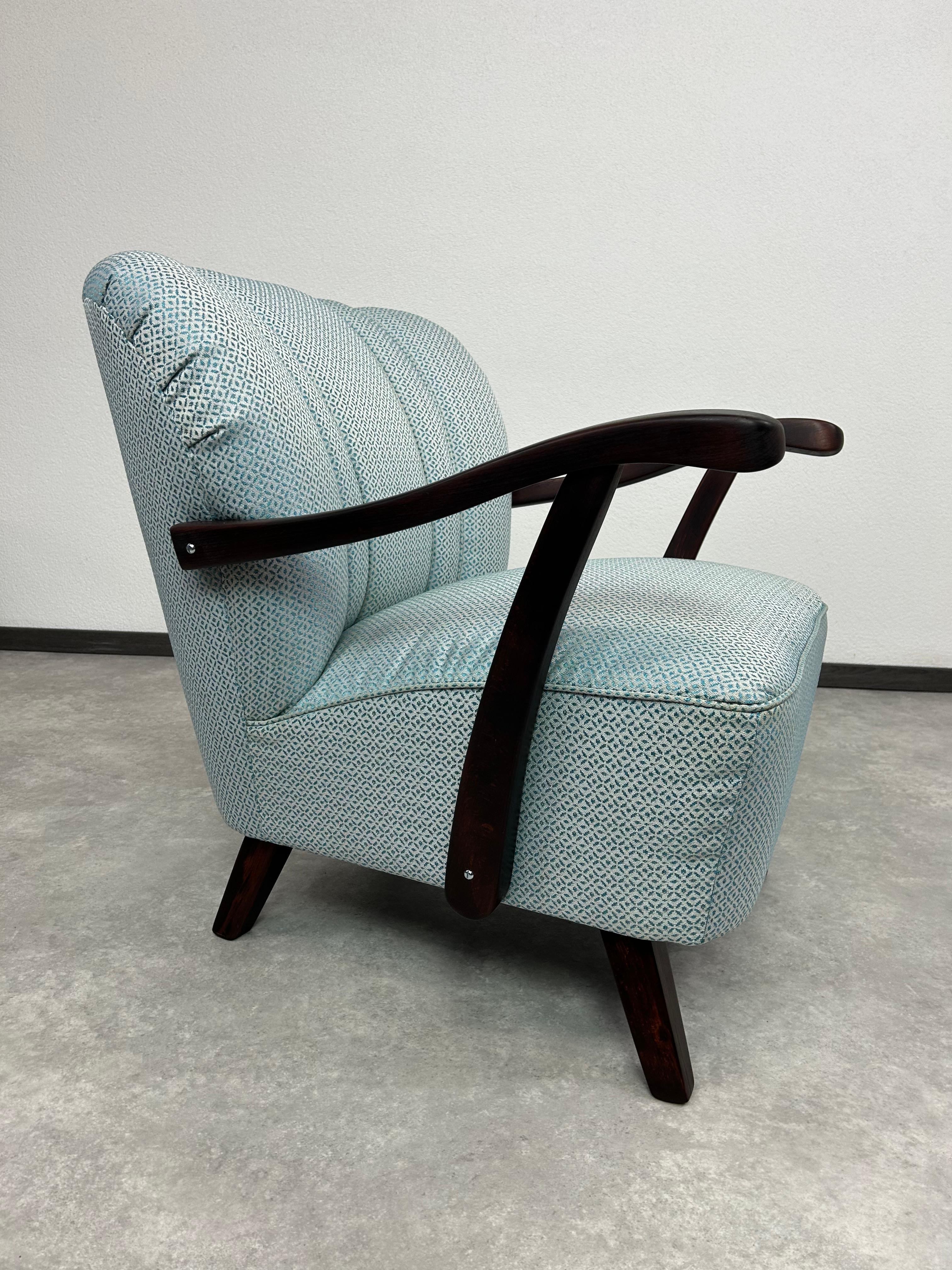 Fauteuils club art déco bleu Excellent état - En vente à Banská Štiavnica, SK