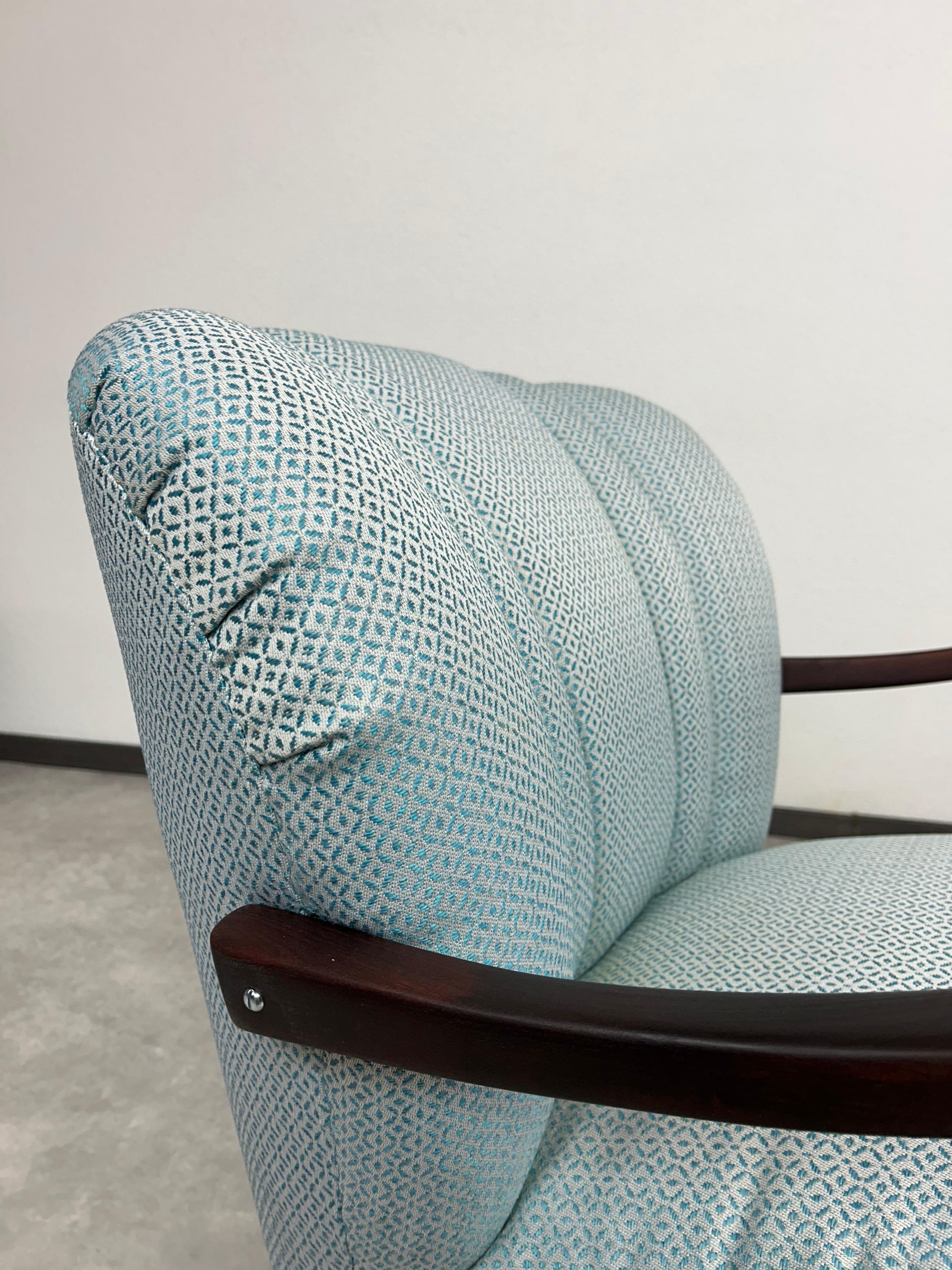 Milieu du XXe siècle Fauteuils club art déco bleu en vente
