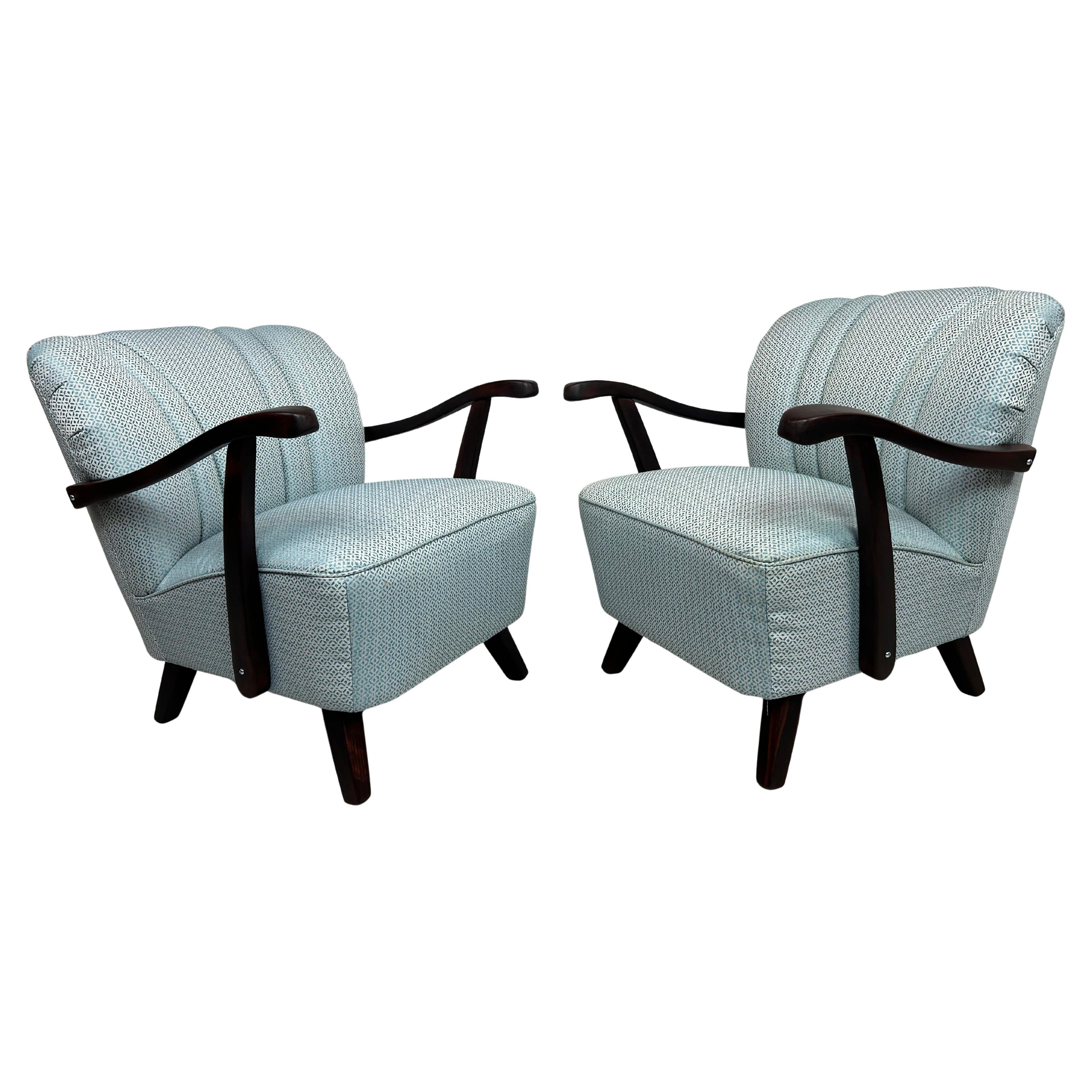 Blue art deco club armchairs