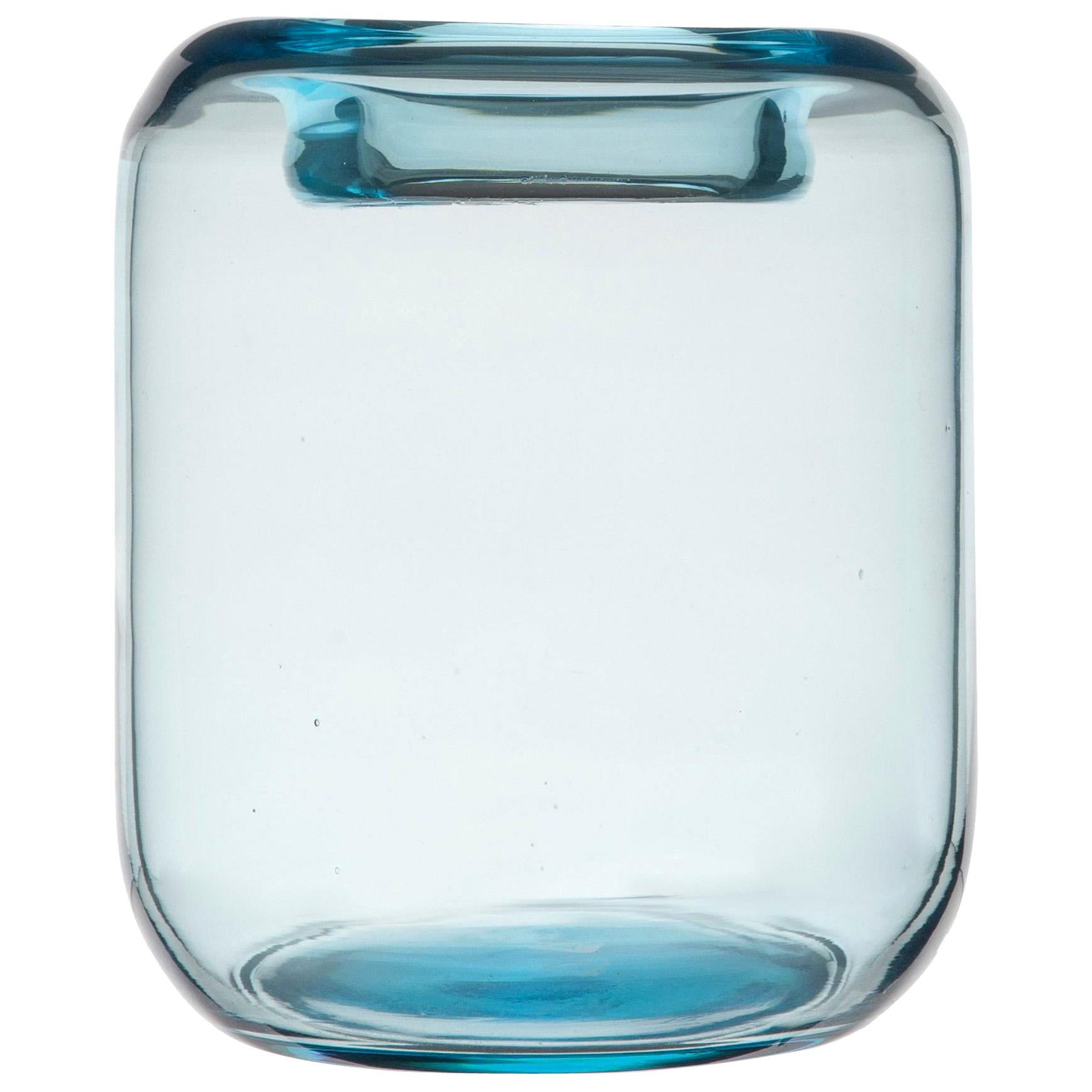 Blue Art Deco Glass Vase For Sale