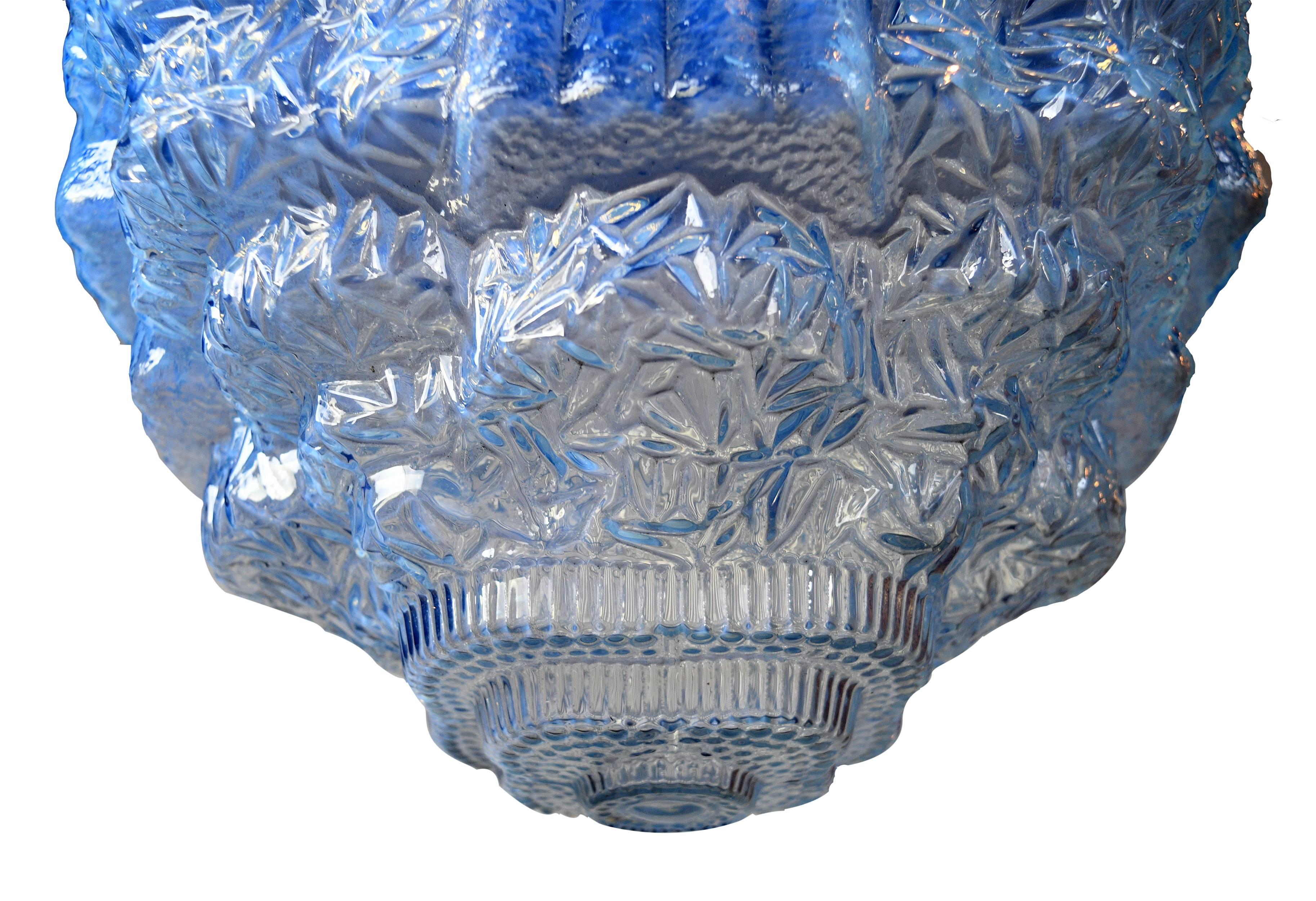 Blue Art Deco Stepped Shade Pendant 1