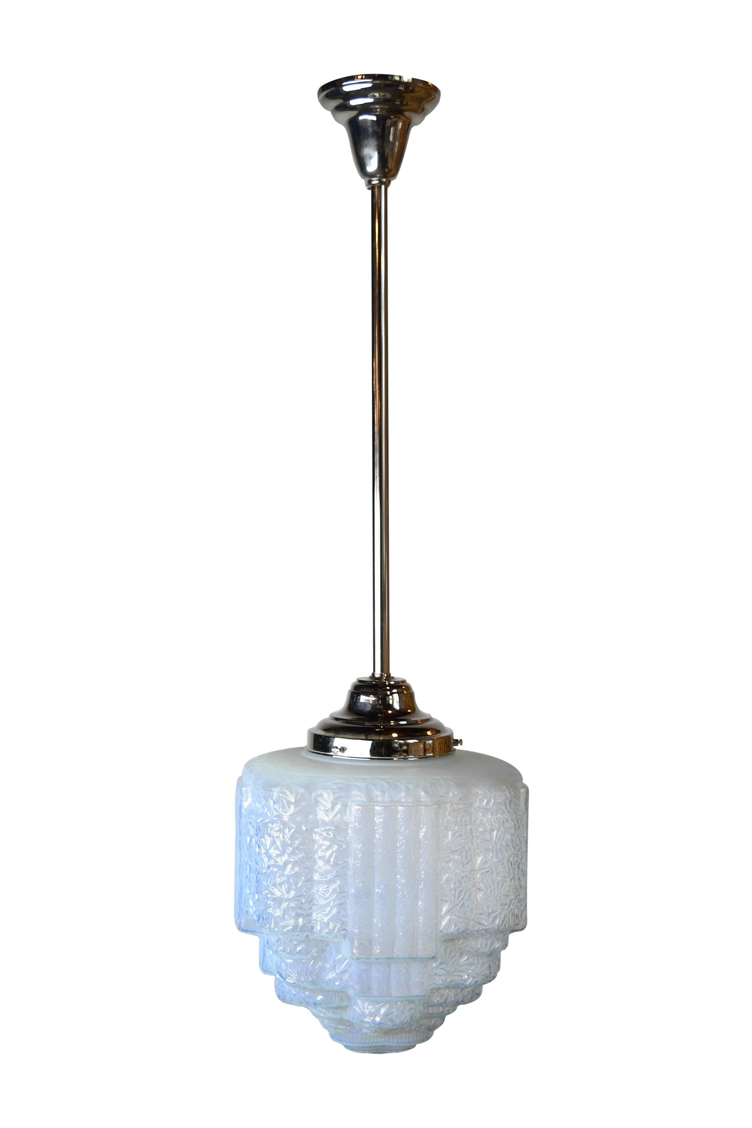 Blue Art Deco Stepped Shade Pendant 2