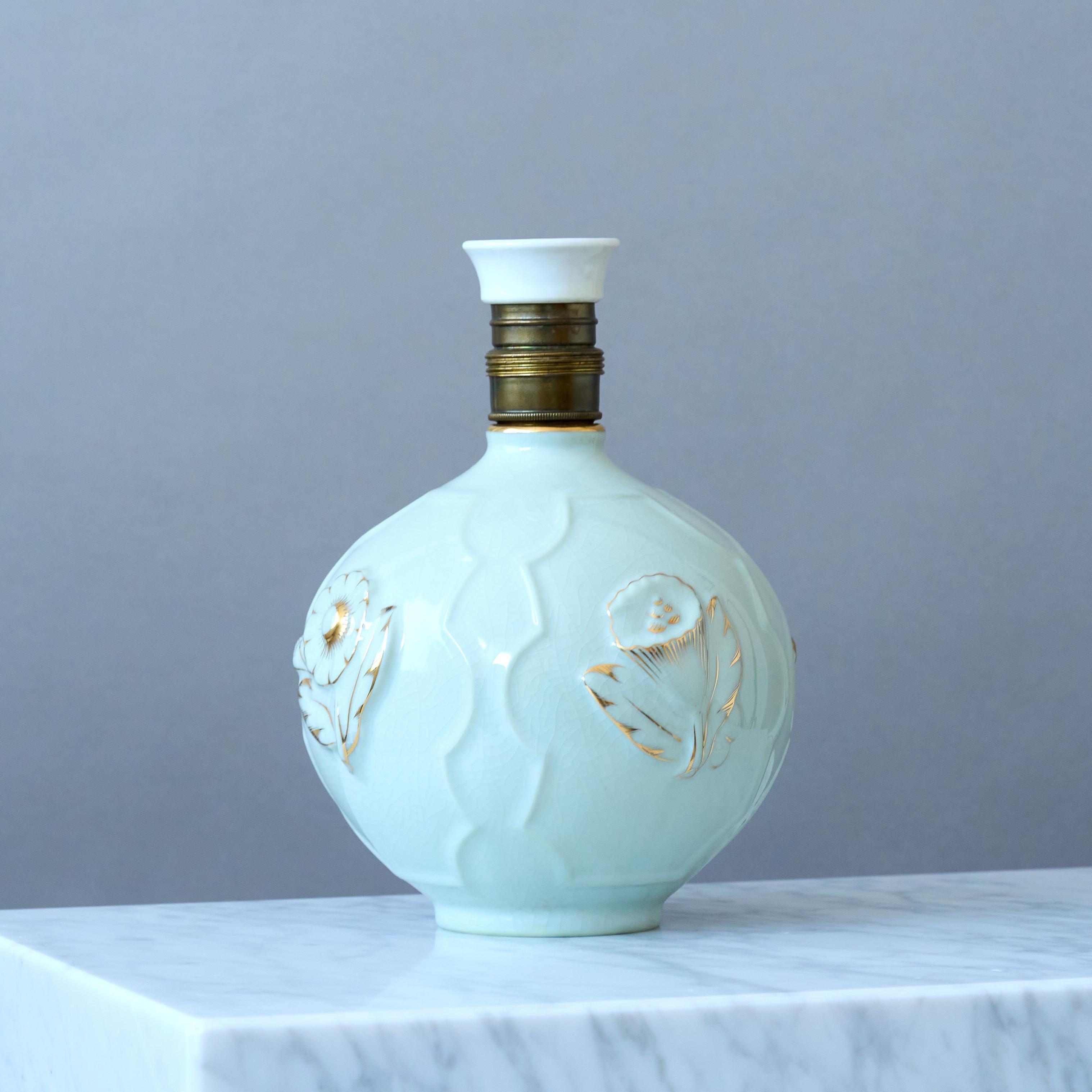 20th Century Blue Art Deco Table Lamp by Tyra Lundgren for ALP, Sweden, 1920s. Swedish Grace. For Sale