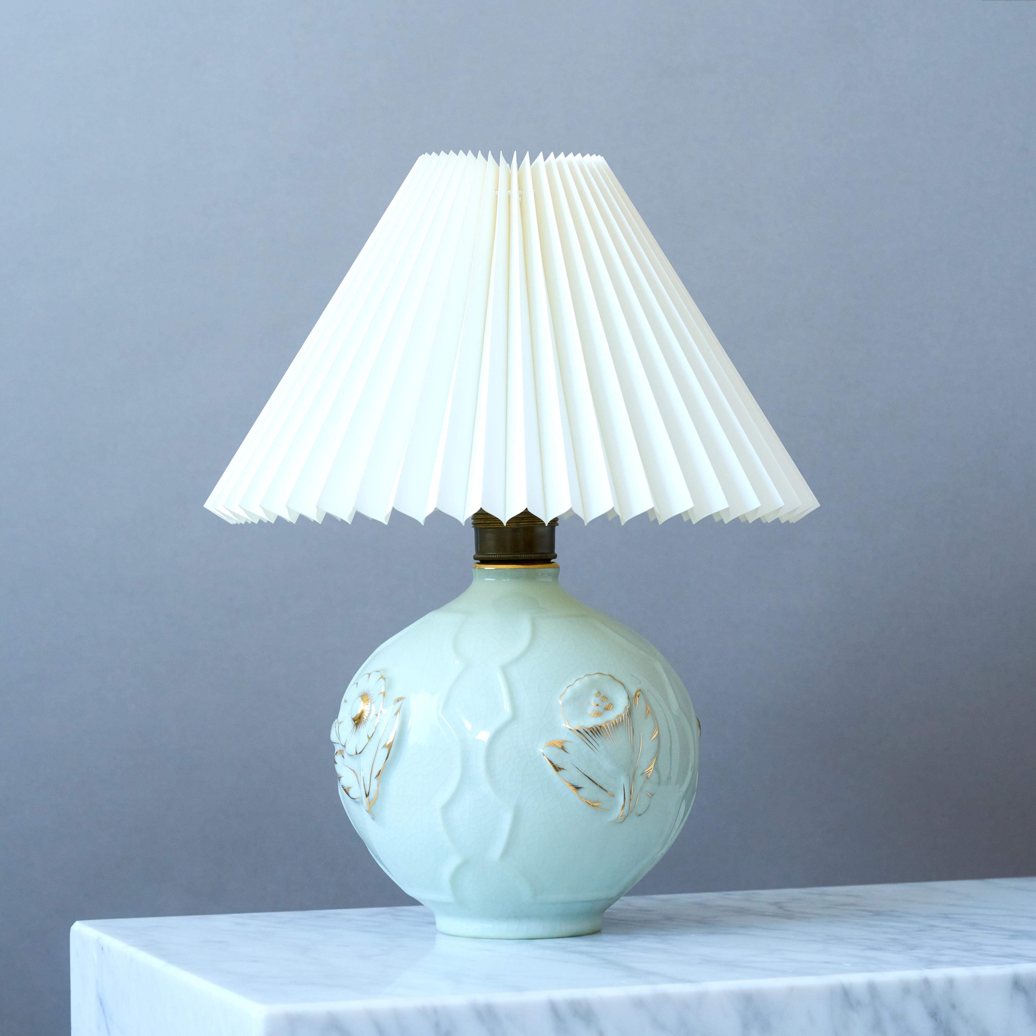 Blue Art Deco Table Lamp by Tyra Lundgren for ALP, Sweden, 1920s. Swedish Grace. For Sale 1