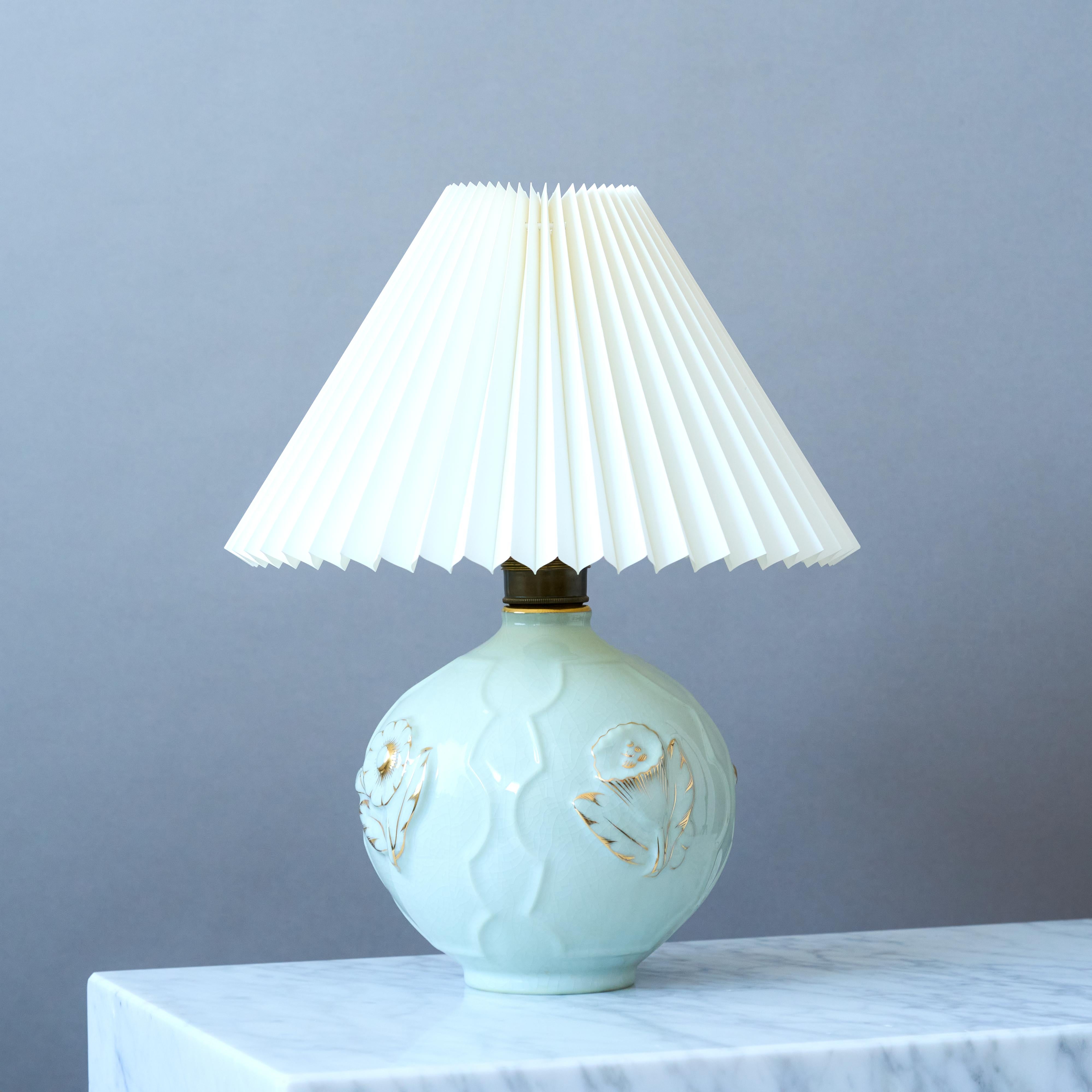 Blue Art Deco Table Lamp by Tyra Lundgren for ALP, Sweden, 1920s. Swedish Grace. For Sale 2
