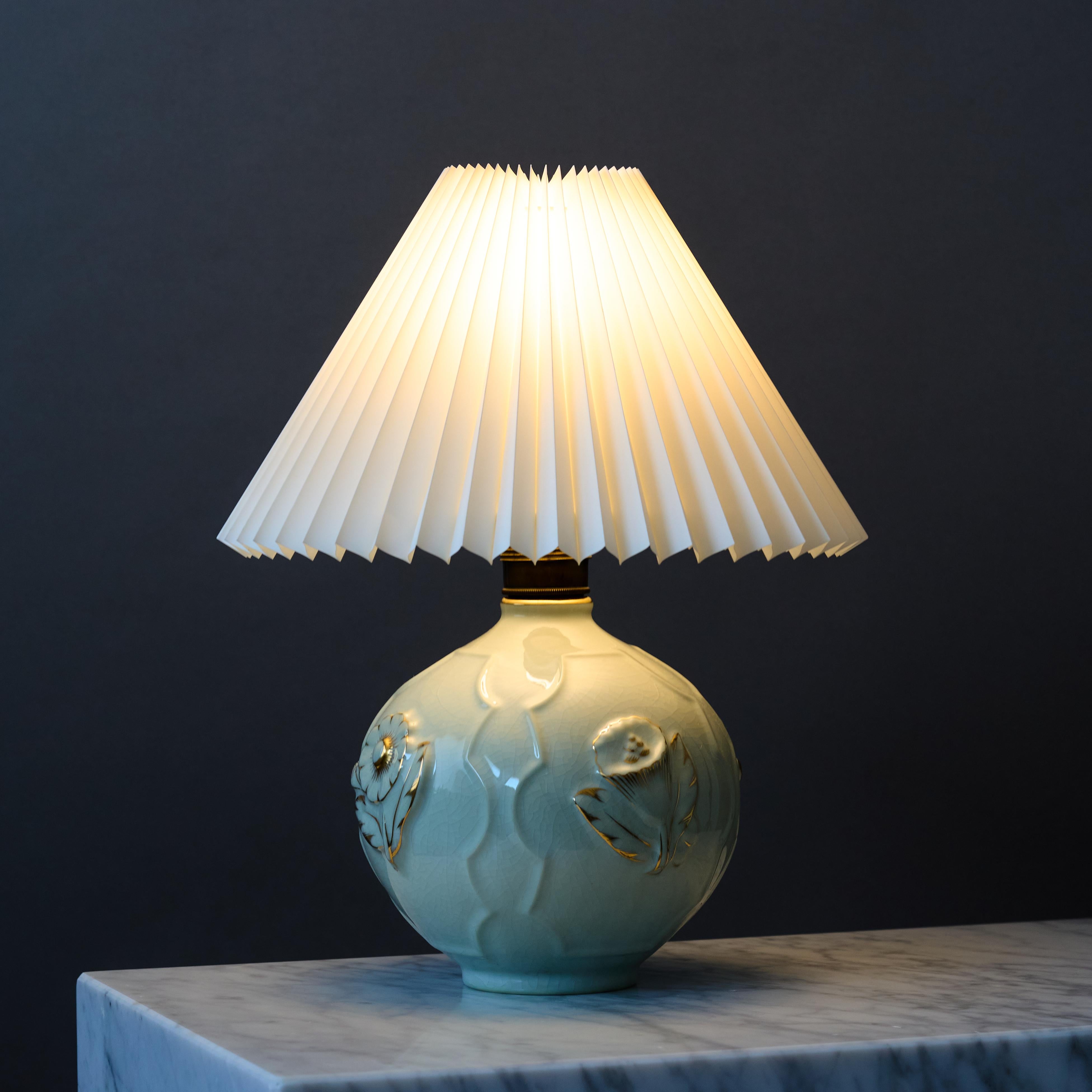Blue Art Deco Table Lamp by Tyra Lundgren for ALP, Sweden, 1920s. Swedish Grace. For Sale 3