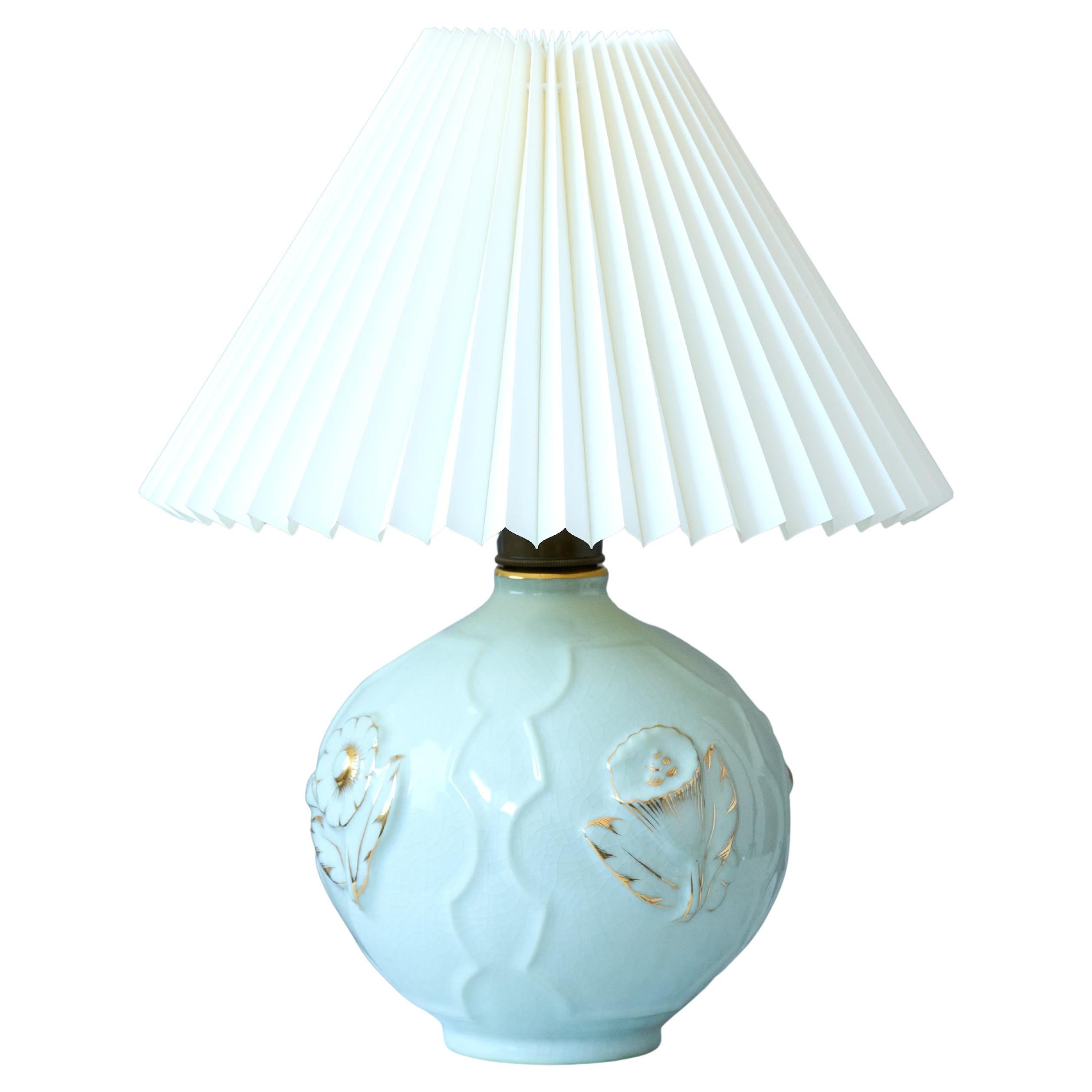 Blue Art Deco Table Lamp by Tyra Lundgren for ALP, Sweden, 1920s. Swedish Grace. For Sale