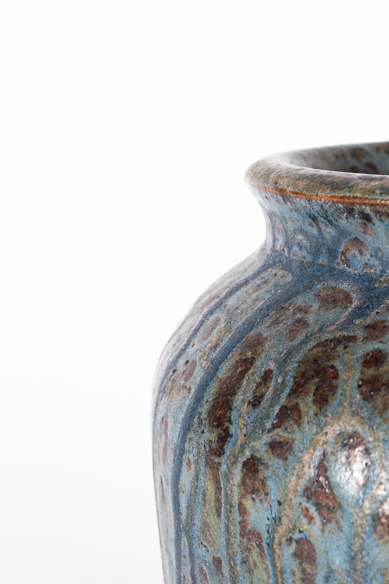 Art Déco Vaso art déco blu di Edgar Aubry in vendita