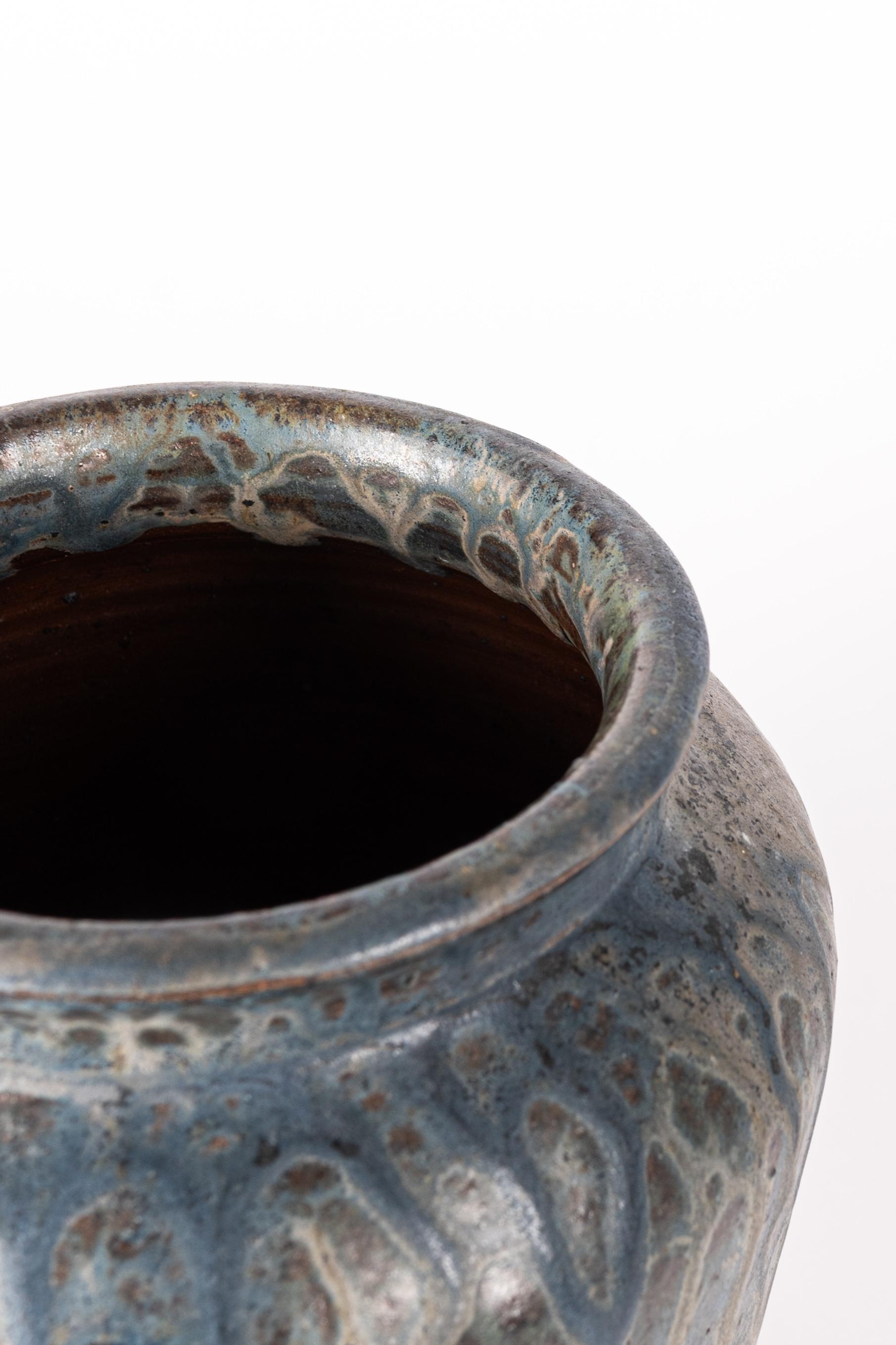 Vaso art déco blu di Edgar Aubry In condizioni buone in vendita a Oostende, BE