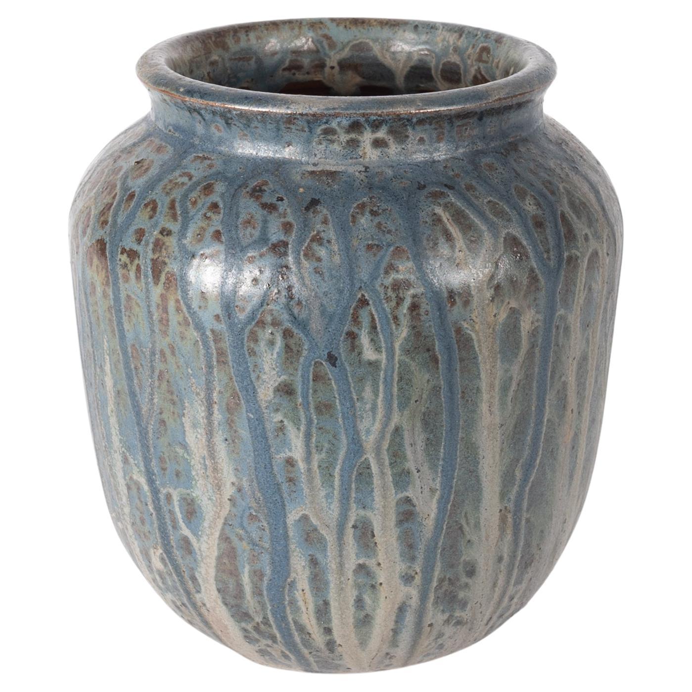 Blue art deco vase by Edgar Aubry