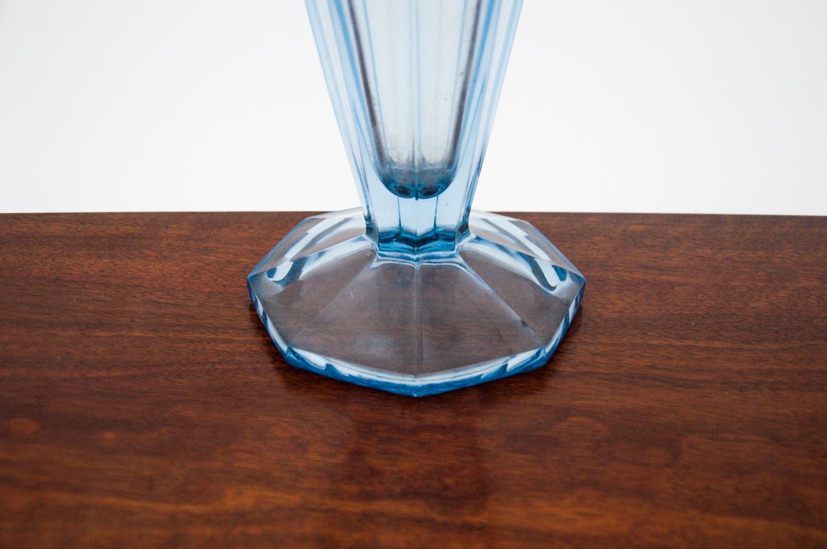 Polish Blue Art Deco Vase For Sale
