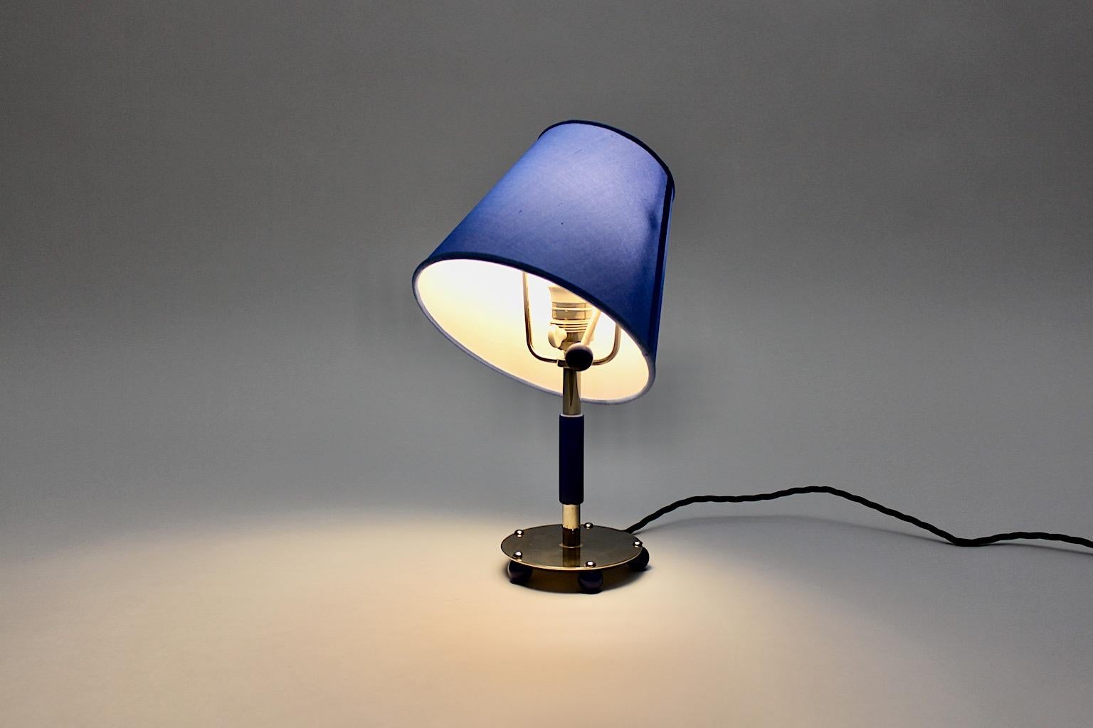 Blue Art Deco Vintage Chromed Metal Adjustable Table Lamp, 1930, Germany For Sale 3