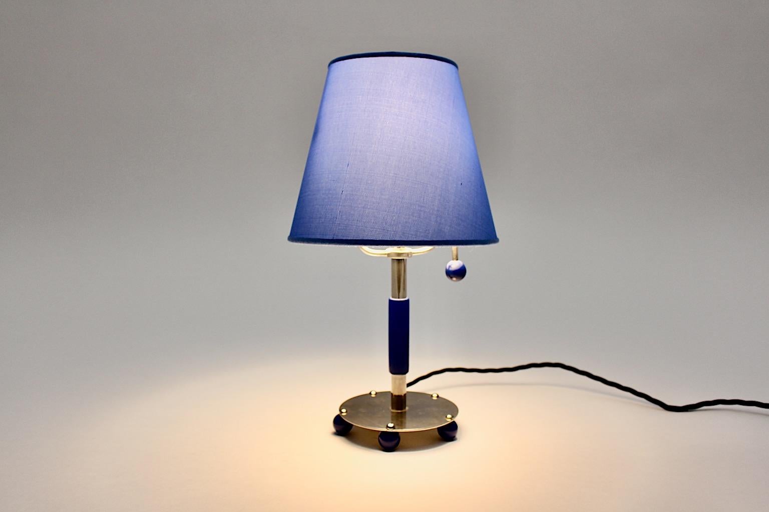 Blue Art Deco Vintage Chromed Metal Adjustable Table Lamp, 1930, Germany For Sale 4