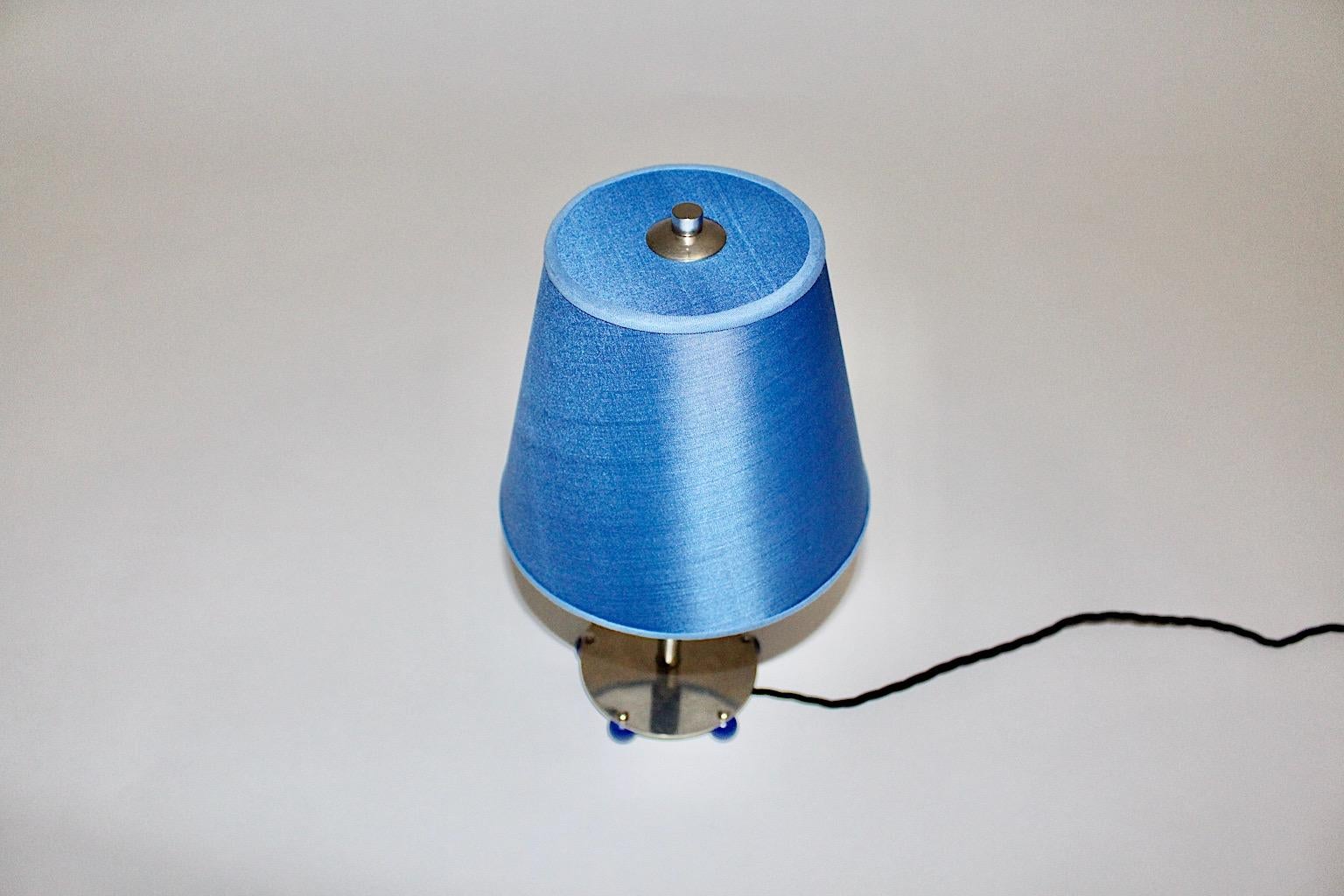 Lampe de bureau réglable en métal chromé bleu Art Déco vintage, 1930, Allemagne en vente 2