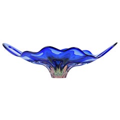 Blue Art Glass Bowl by Josef Hospodka for Chribska Glassmakers, 1960s