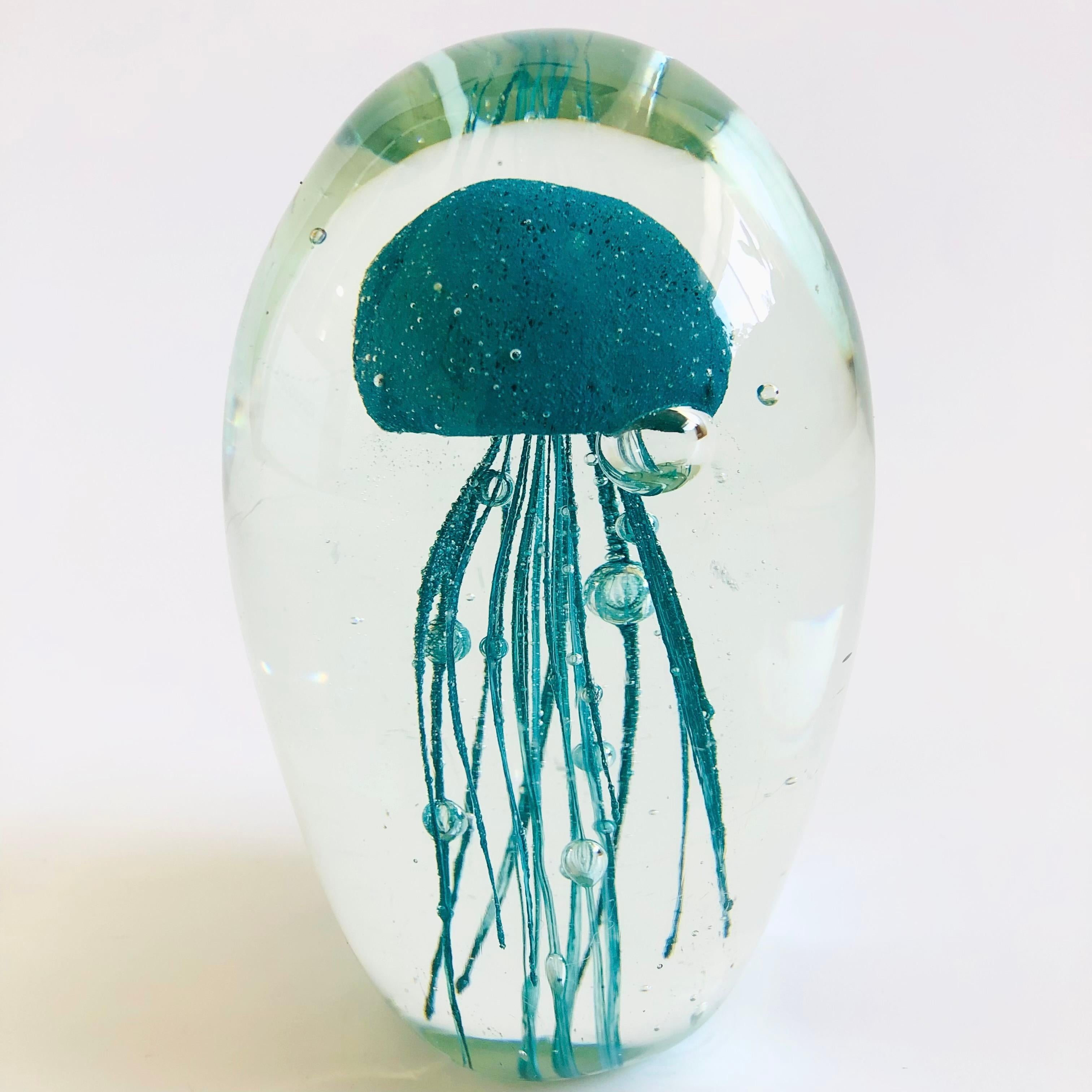 Blue Art Glass Jellyfish In Good Condition In Fairfield, CA