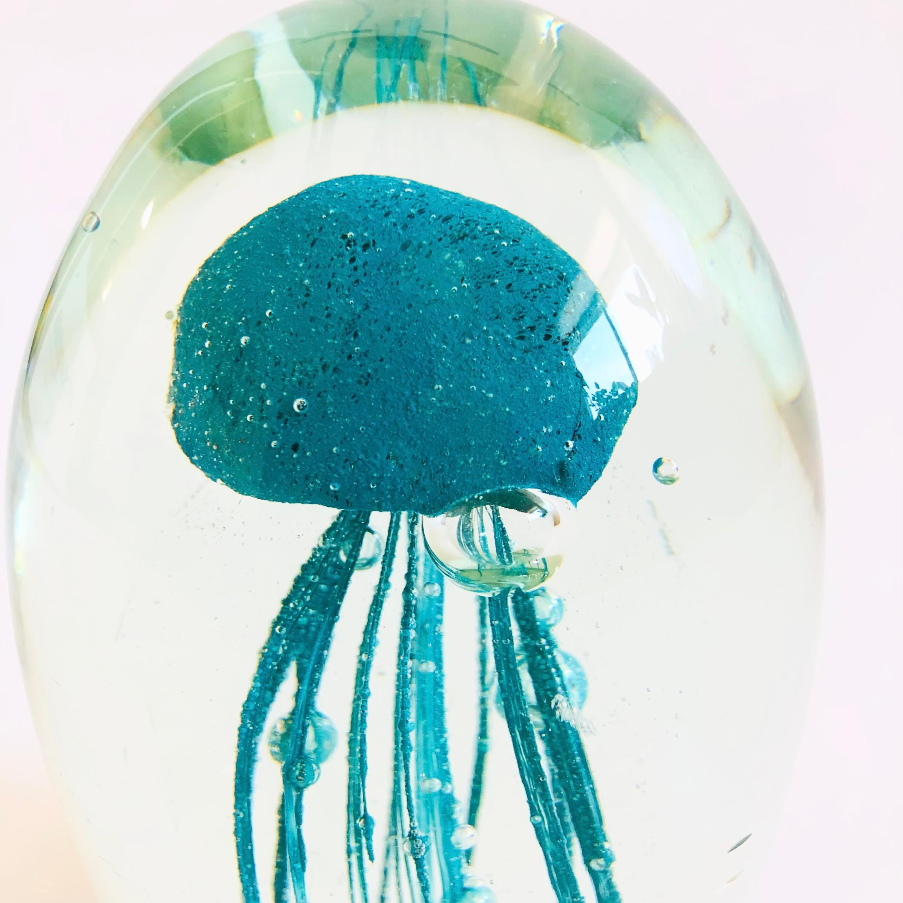 20th Century Blue Art Glass Jellyfish