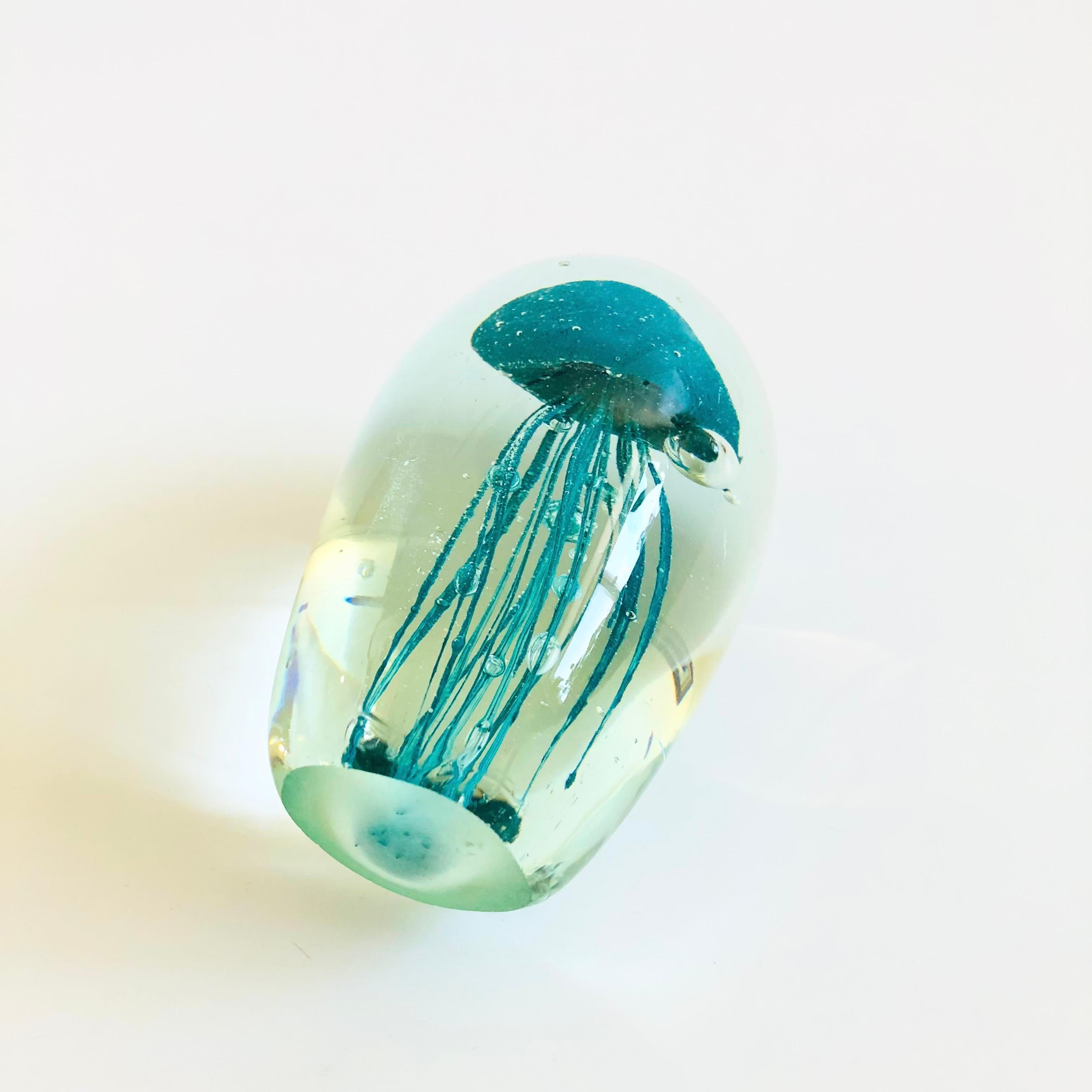 Blue Art Glass Jellyfish 2