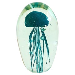 Blue Art Glass Jellyfish