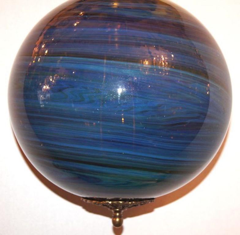 Blue Art Glass Lantern In Good Condition For Sale In New York, NY