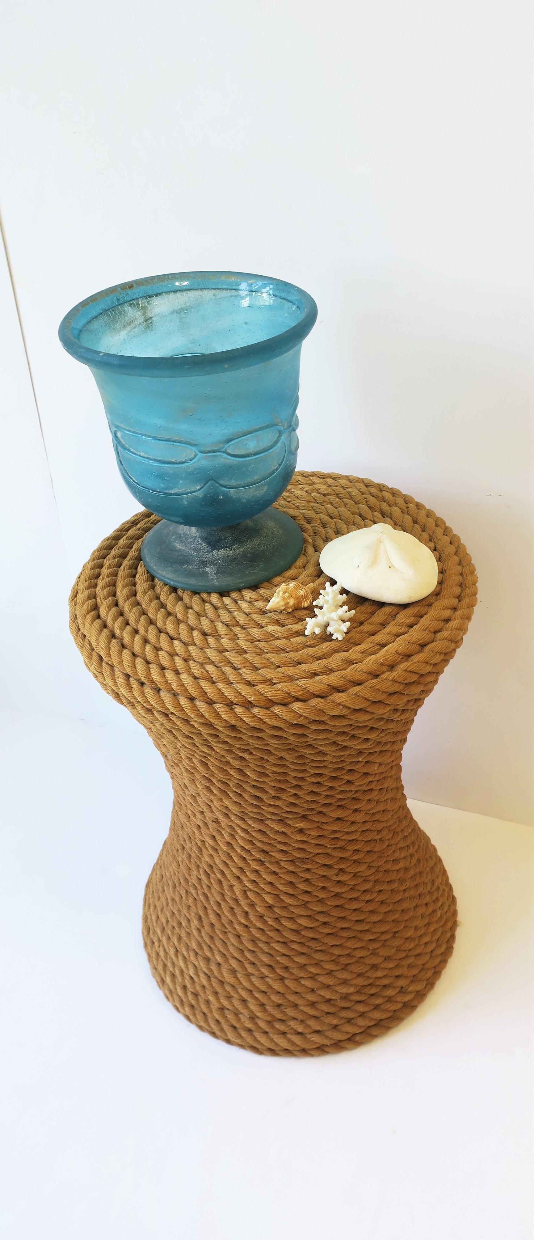 Postmodern Italian Scavo Blue Art Glass Urn Vase Vessel 4