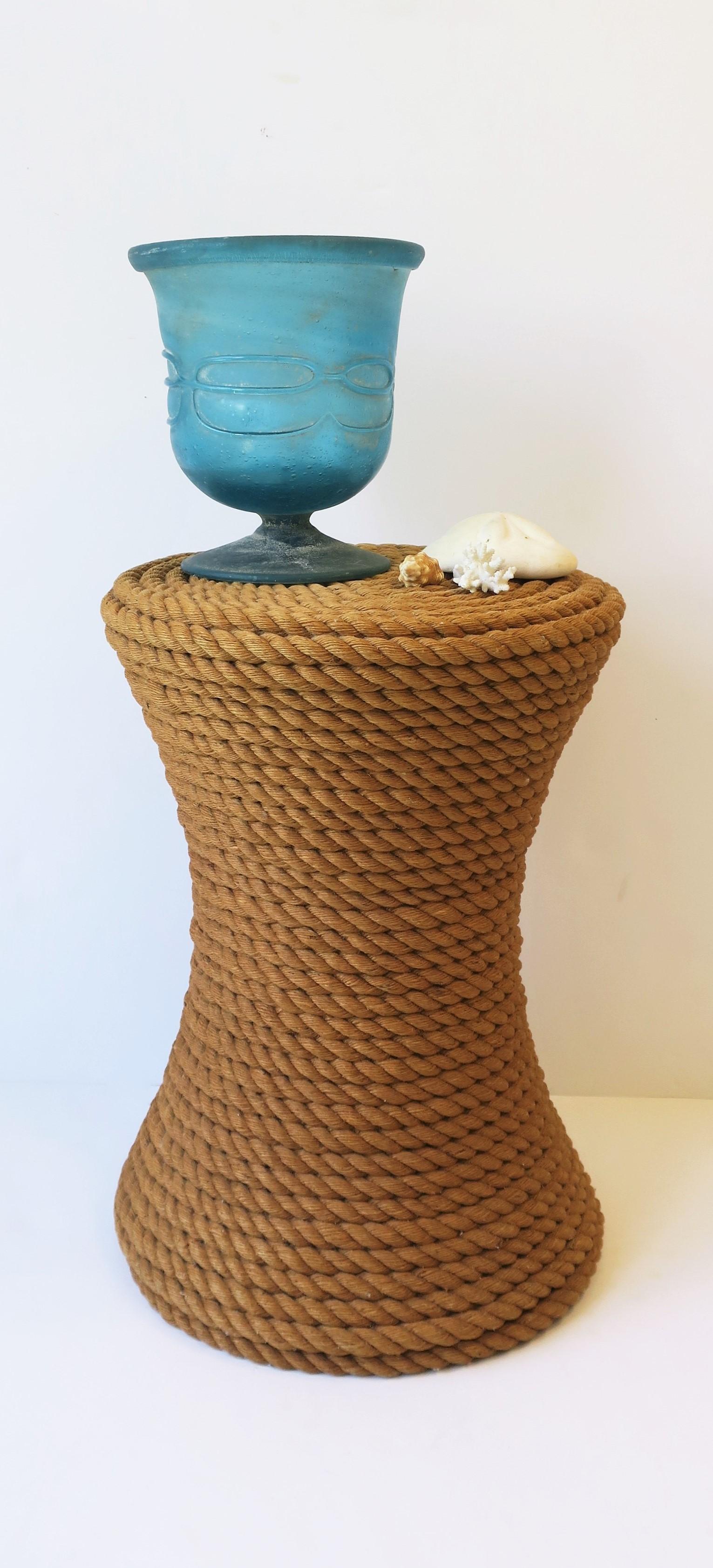 Postmodern Italian Scavo Blue Art Glass Urn Vase Vessel 1
