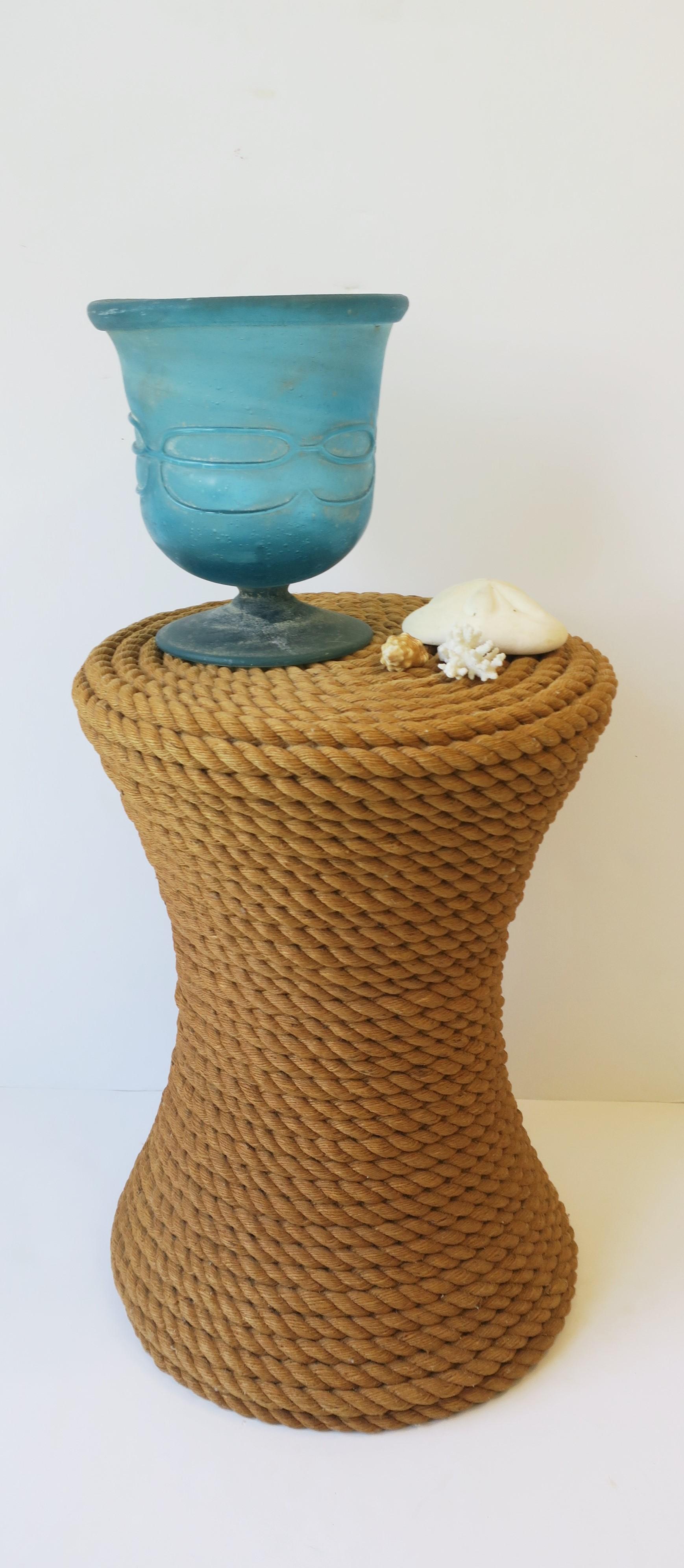 Postmodern Italian Scavo Blue Art Glass Urn Vase Vessel 2