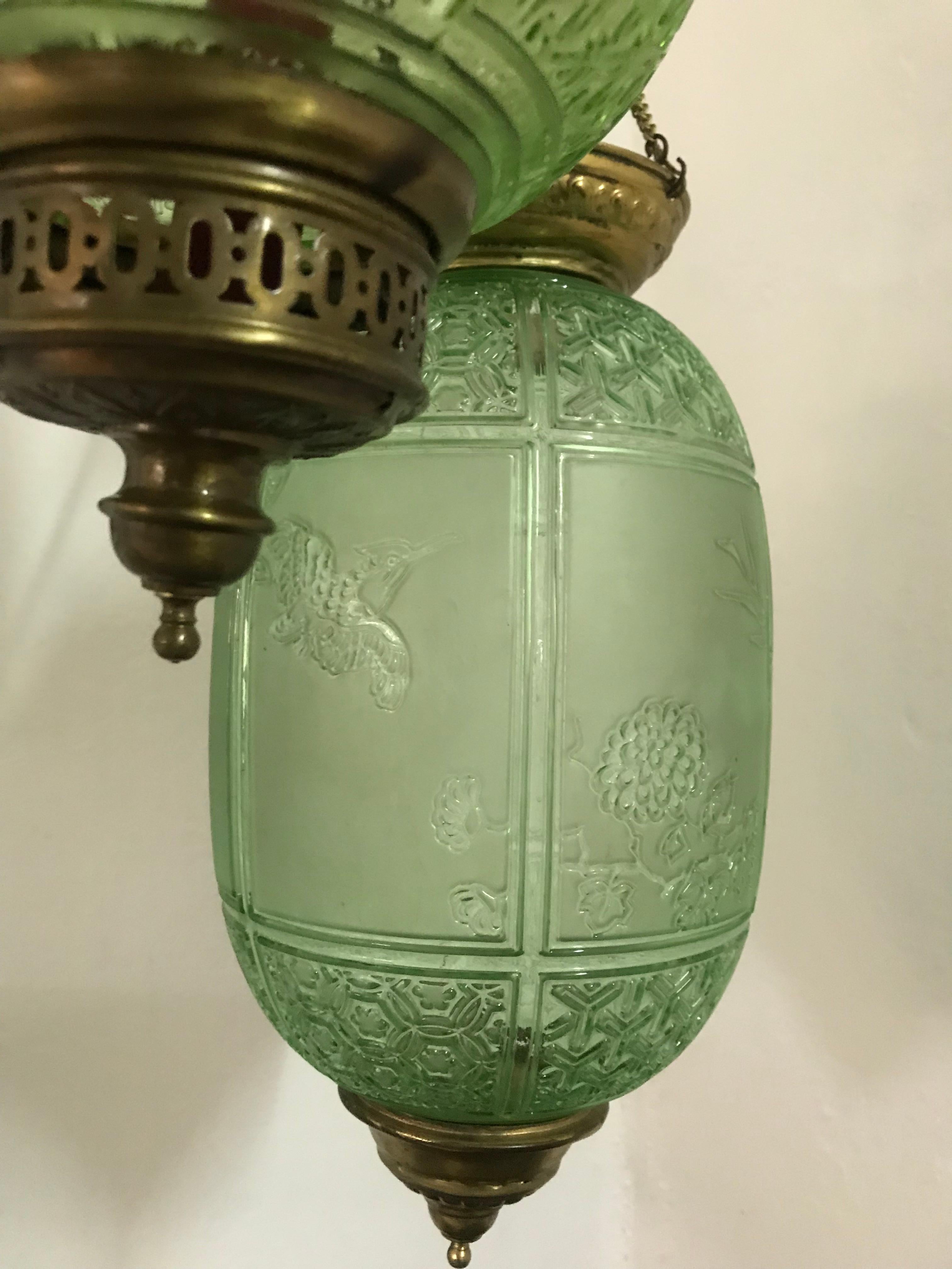 Blue Art Nouveau Candle Lanterns by Baccarat France, Depicting Birds, circa 1890 2