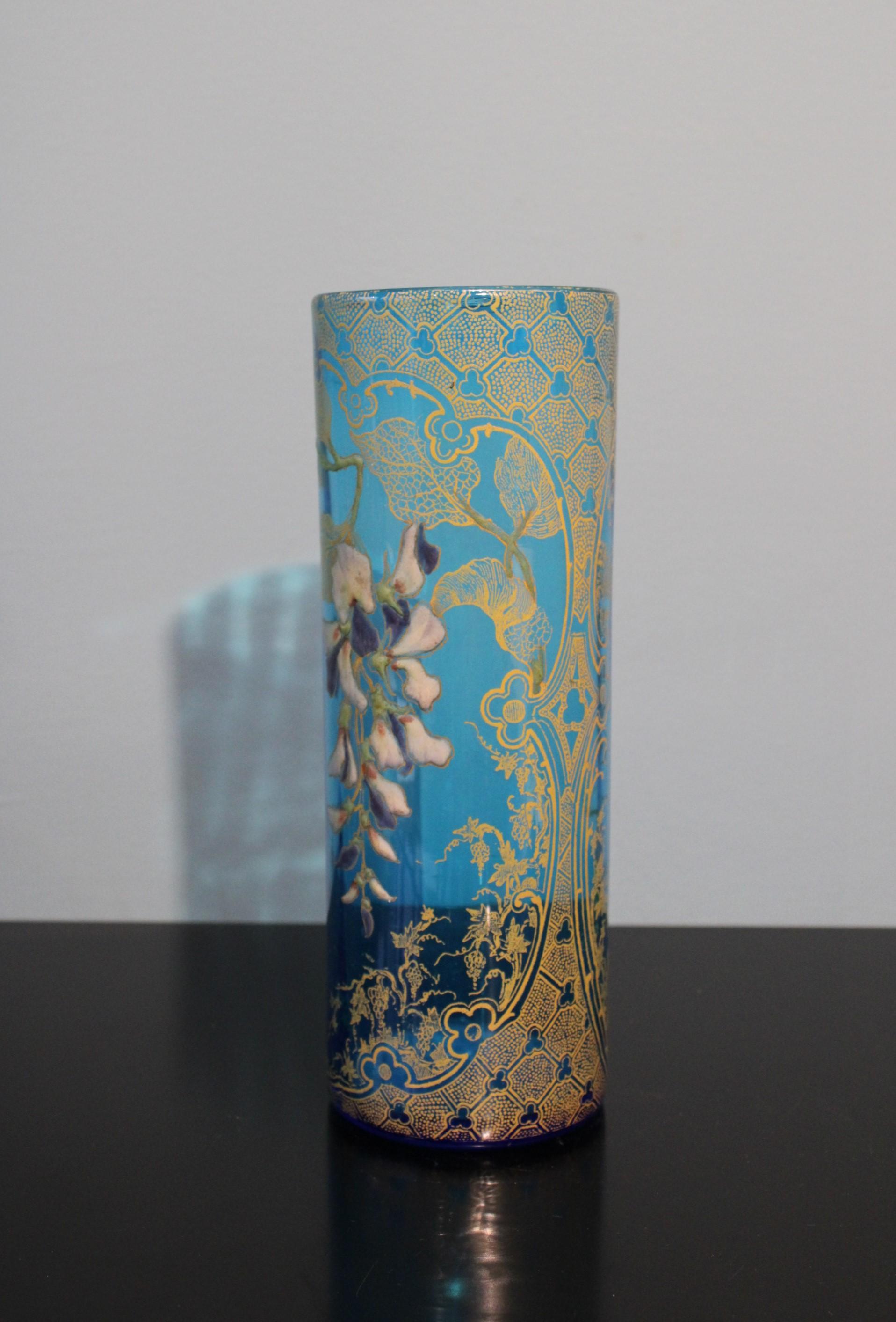 Art nouveau Vase en verre bleu Art Nouveau, attribué à Legras en vente