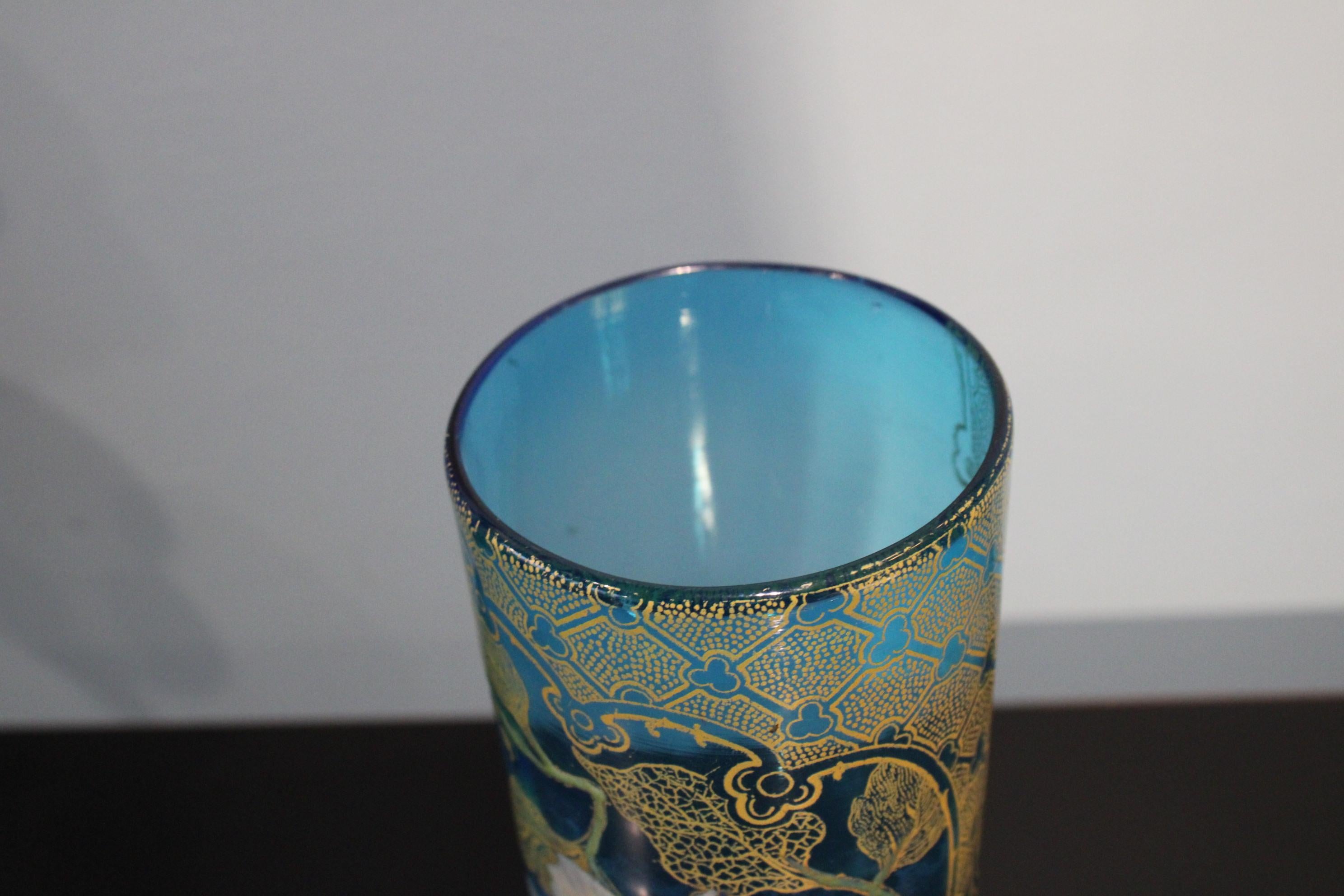 Vase en verre bleu Art Nouveau, attribué à Legras en vente 1