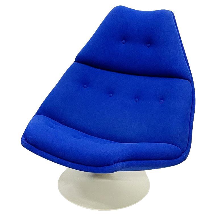 Blue Artifort F588 chair, by Geoffrey D. Harcourt, 1960s For Sale