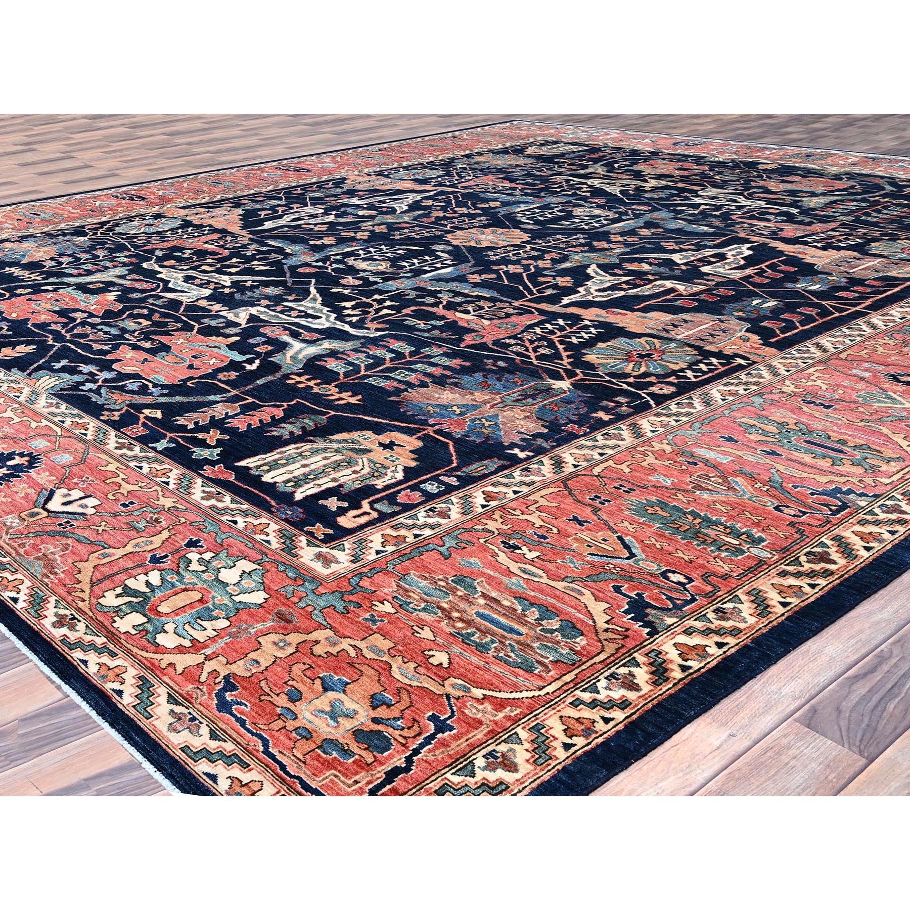 Blauer handgeknüpfter orientalischer Teppich aus reiner Wolle in Aryana Bidjar Garus Design 12' x 17'6