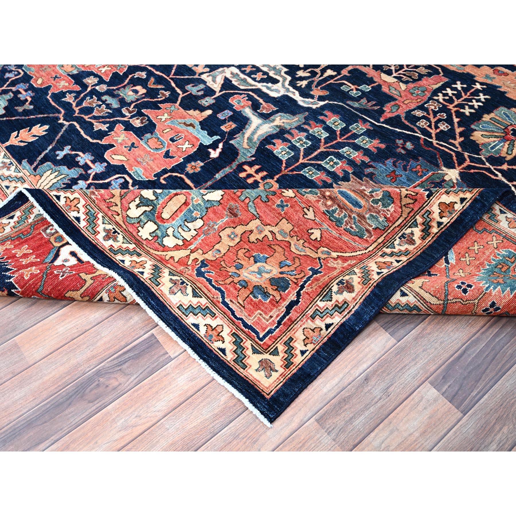 Blauer handgeknüpfter orientalischer Teppich aus reiner Wolle in Aryana Bidjar Garus Design 12' x 17'6