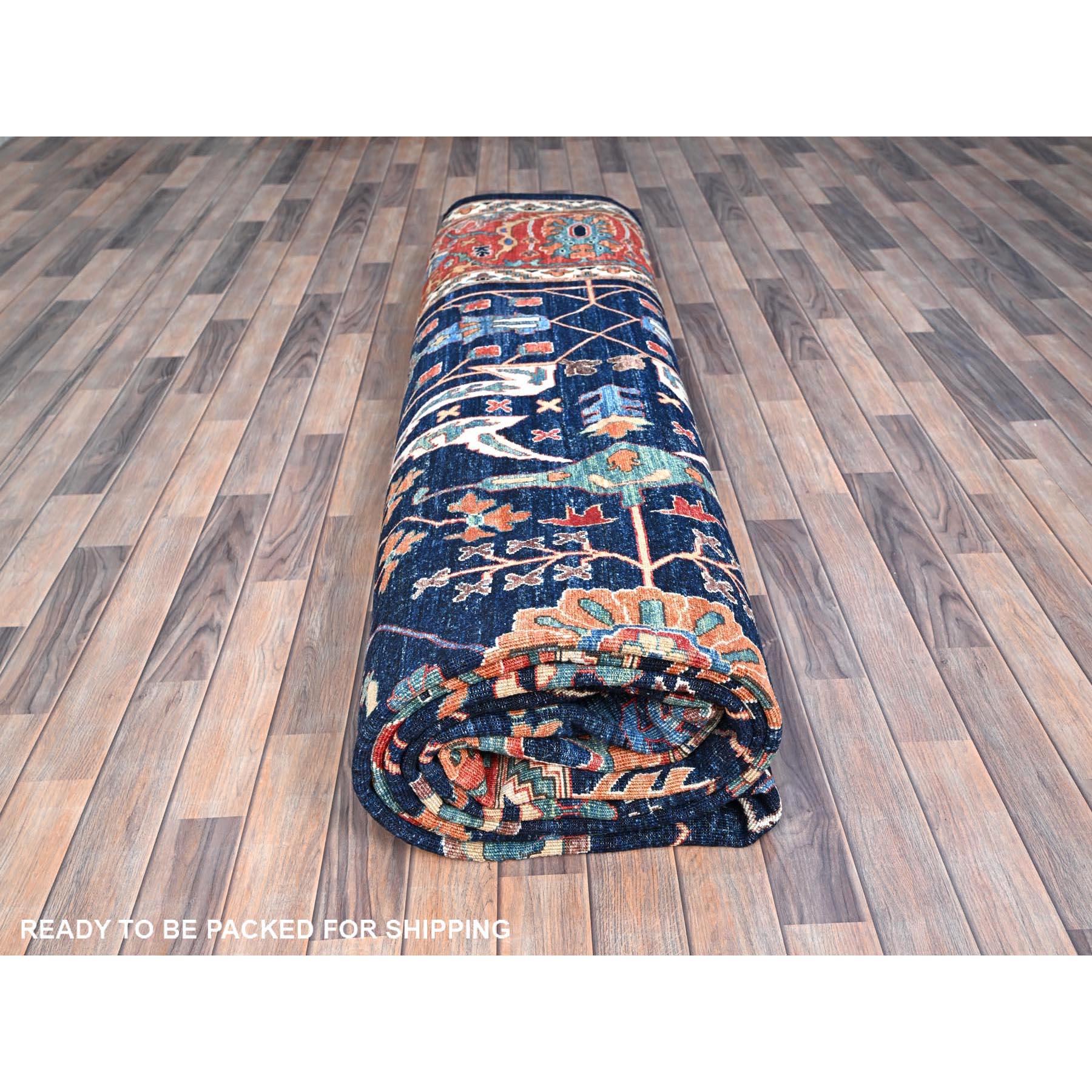 Blauer handgeknüpfter orientalischer Teppich aus reiner Wolle in Aryana Bidjar Garus Design 12' x 17'6