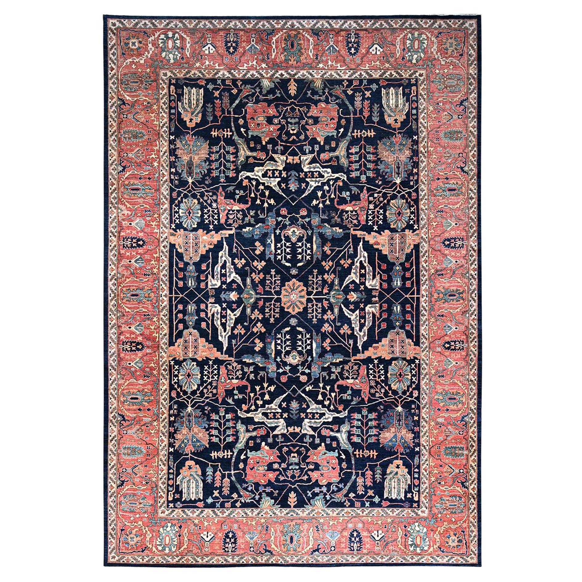 Blue Aryana Bidjar Garus Design Pure Wool Hand Knotted Oriental Rug 12' x 17'6"