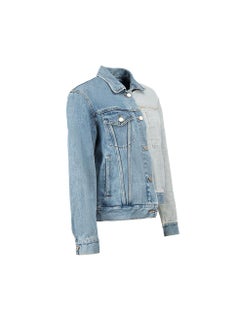Blaue asymmetrische Denim-Jacke in Blau, Größe S