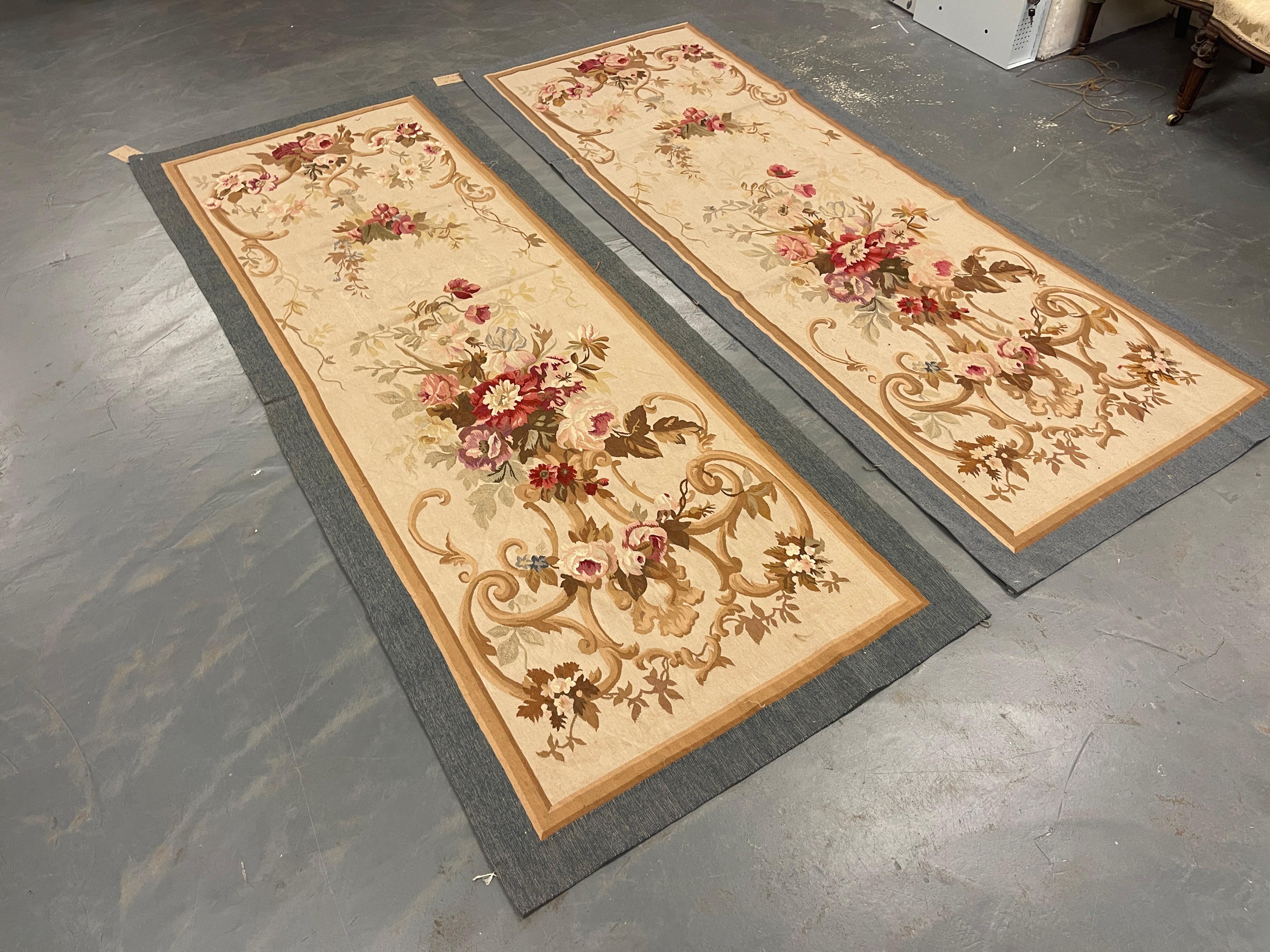 Alfombra Aubusson Azul Alfombra Tejida a Mano Beige Alfombra Floral Salón Decoración Hogar en venta 2