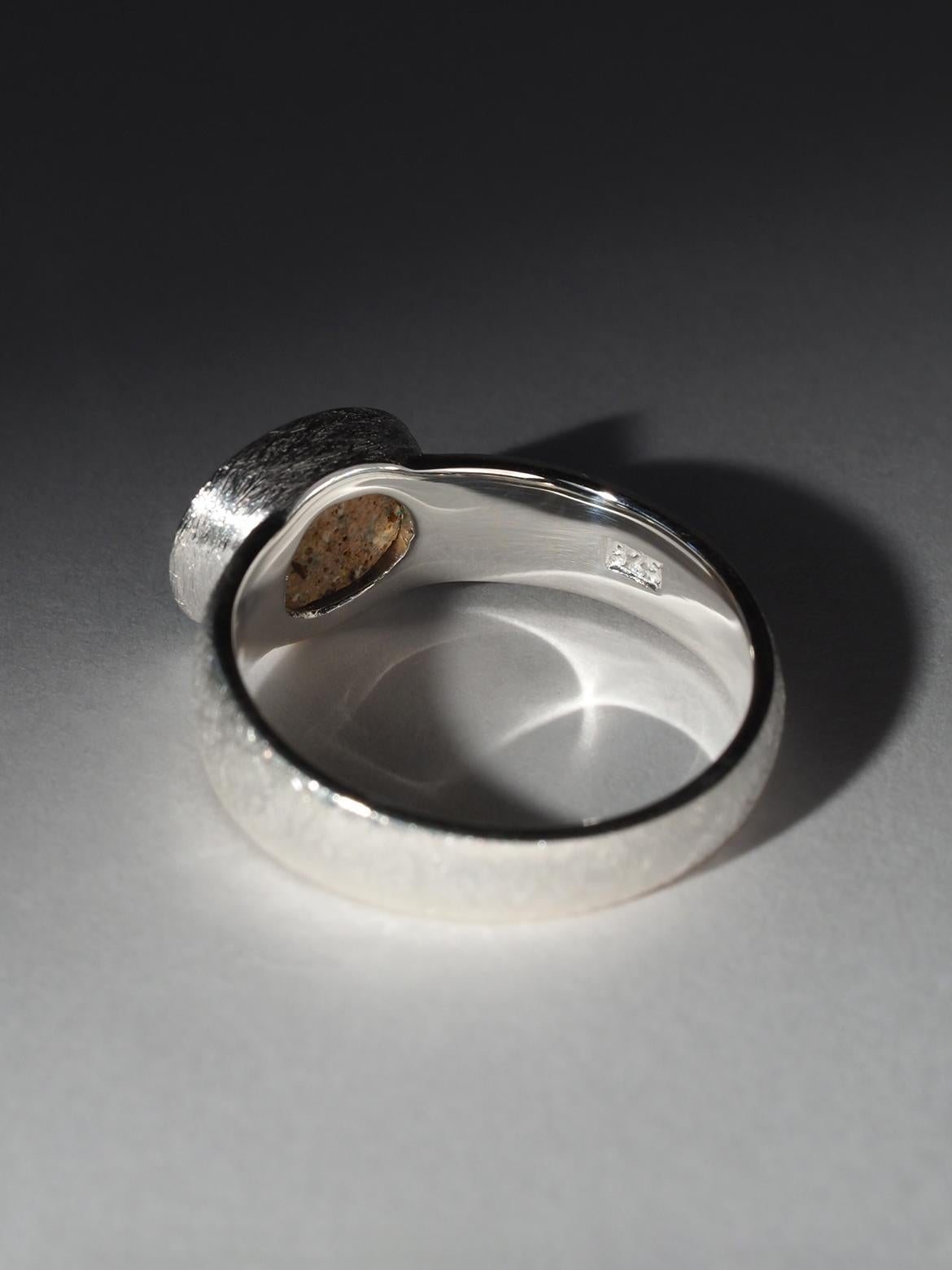 Blue Australian Opal Silver Ring Valentines gift female friend wife anniversary For Sale 2