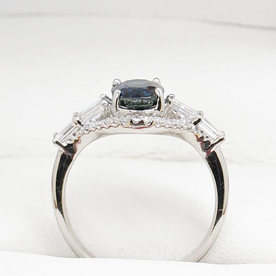 Blue Australian Sapphire & Diamond Dress Ring, Engagement Ring For Sale 1