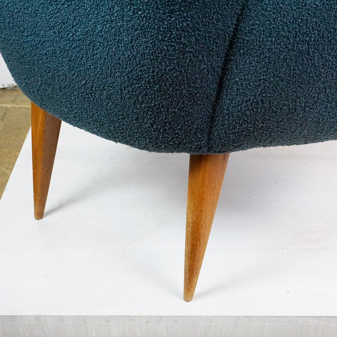 Austrian Midcentury blue Boucle Armchair by Oswald Haerdtl For Sale 4