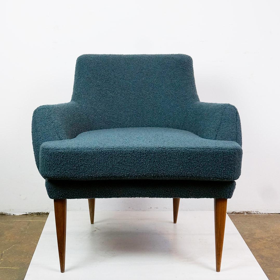 Mid-Century Modern Austrian Midcentury blue Boucle Armchair by Oswald Haerdtl For Sale