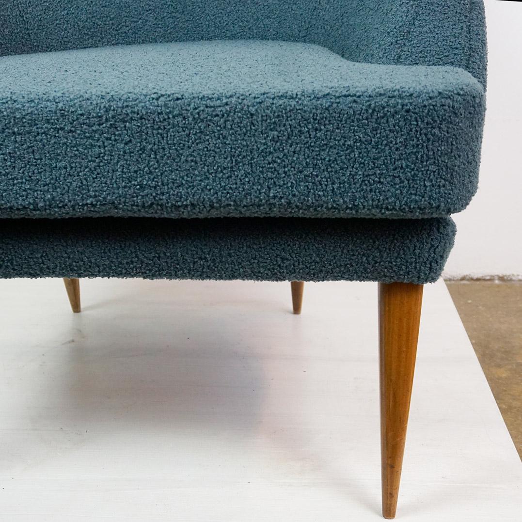 Austrian Midcentury blue Boucle Armchair by Oswald Haerdtl In Good Condition For Sale In Vienna, AT