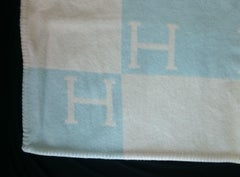 Blue Avalon Wool & Cashmere Hermès Blanket - 140 x 110 cm (55.1 x 43.3 Inches)