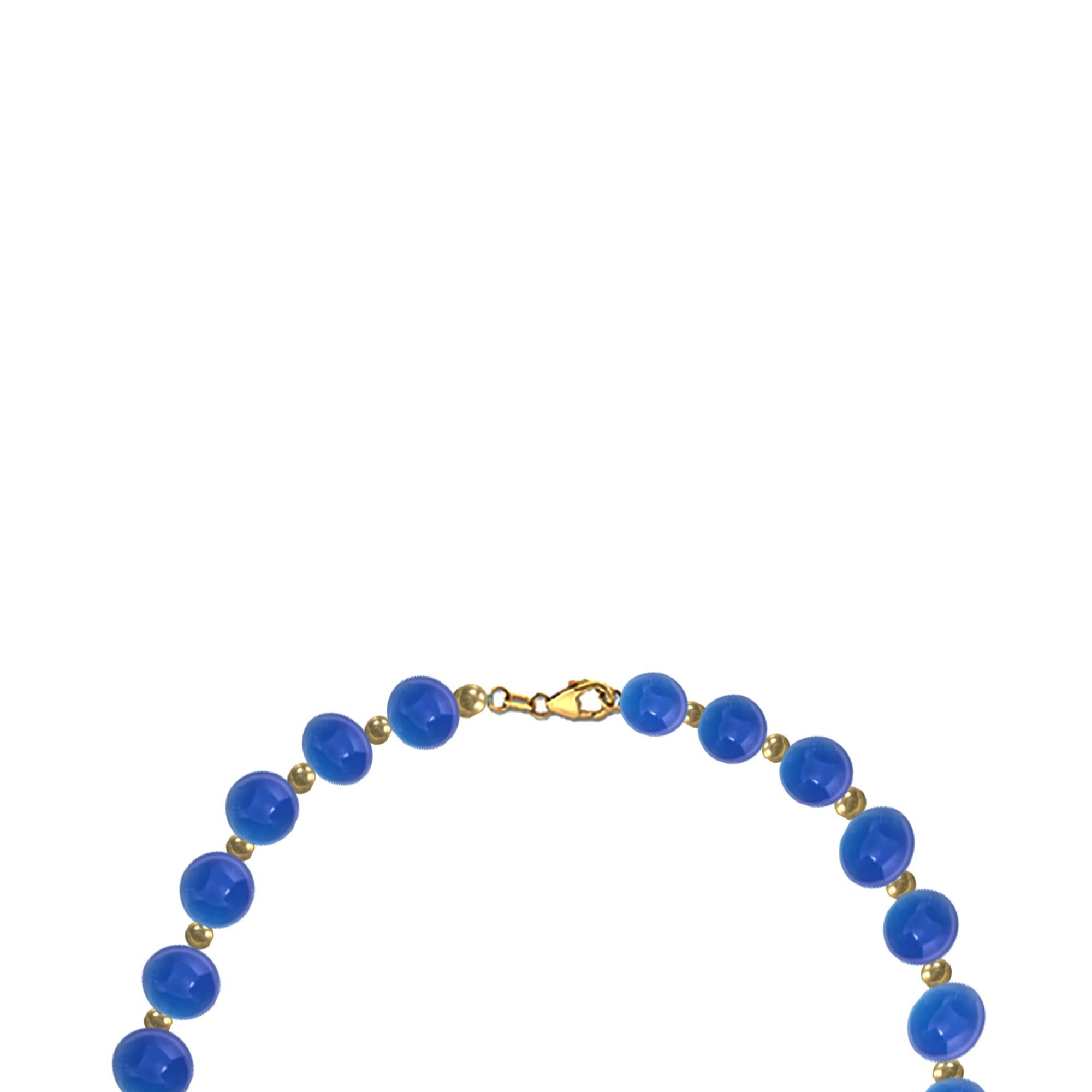 Discover this stunning blue aventurine and 14k yellow gold beaded necklace, a timeless piece of luxury jewelry that exudes elegance and sophistication. Handcrafted with precision, this new necklace features a striking alternating pattern of vibrant
