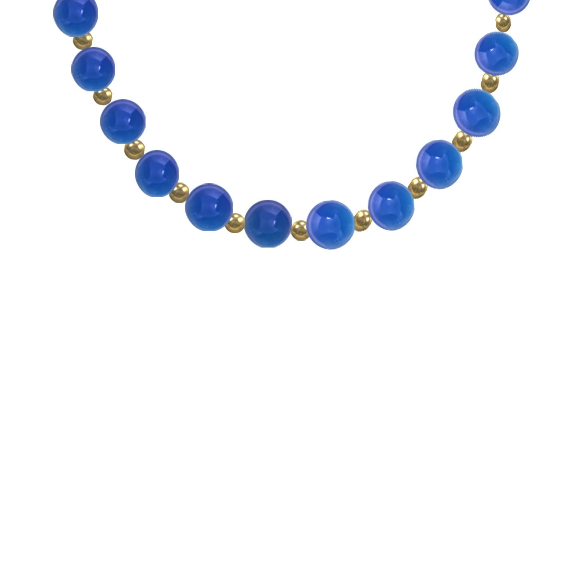 Modern Blue Aventurine and 14k Gold Beaded Necklace For Sale