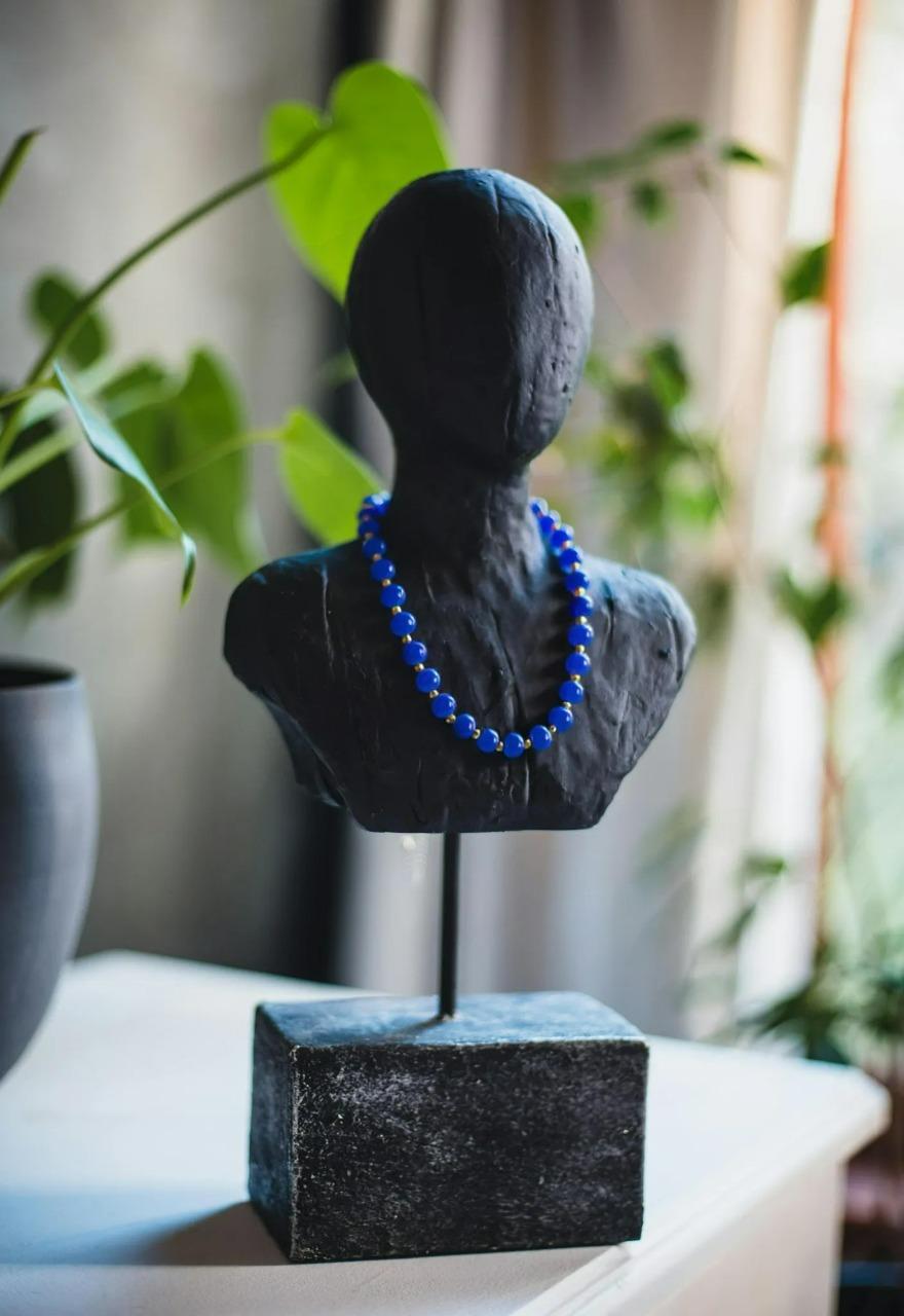 Blue Aventurine and 14k Gold Beaded Necklace For Sale 2